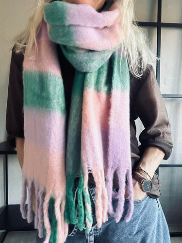 Sjal Ninna - Rosa / grön