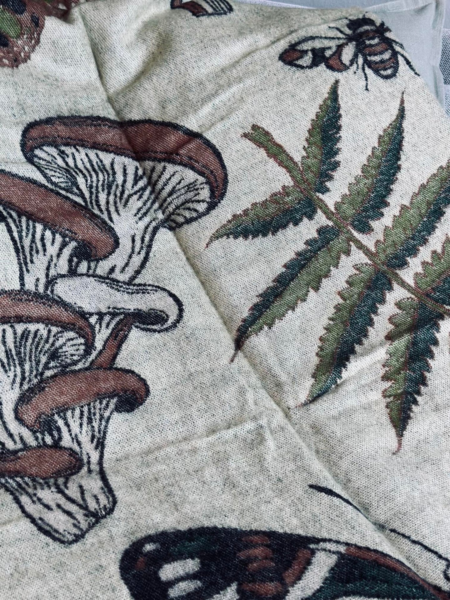 Pläd - Svamp grön / natur