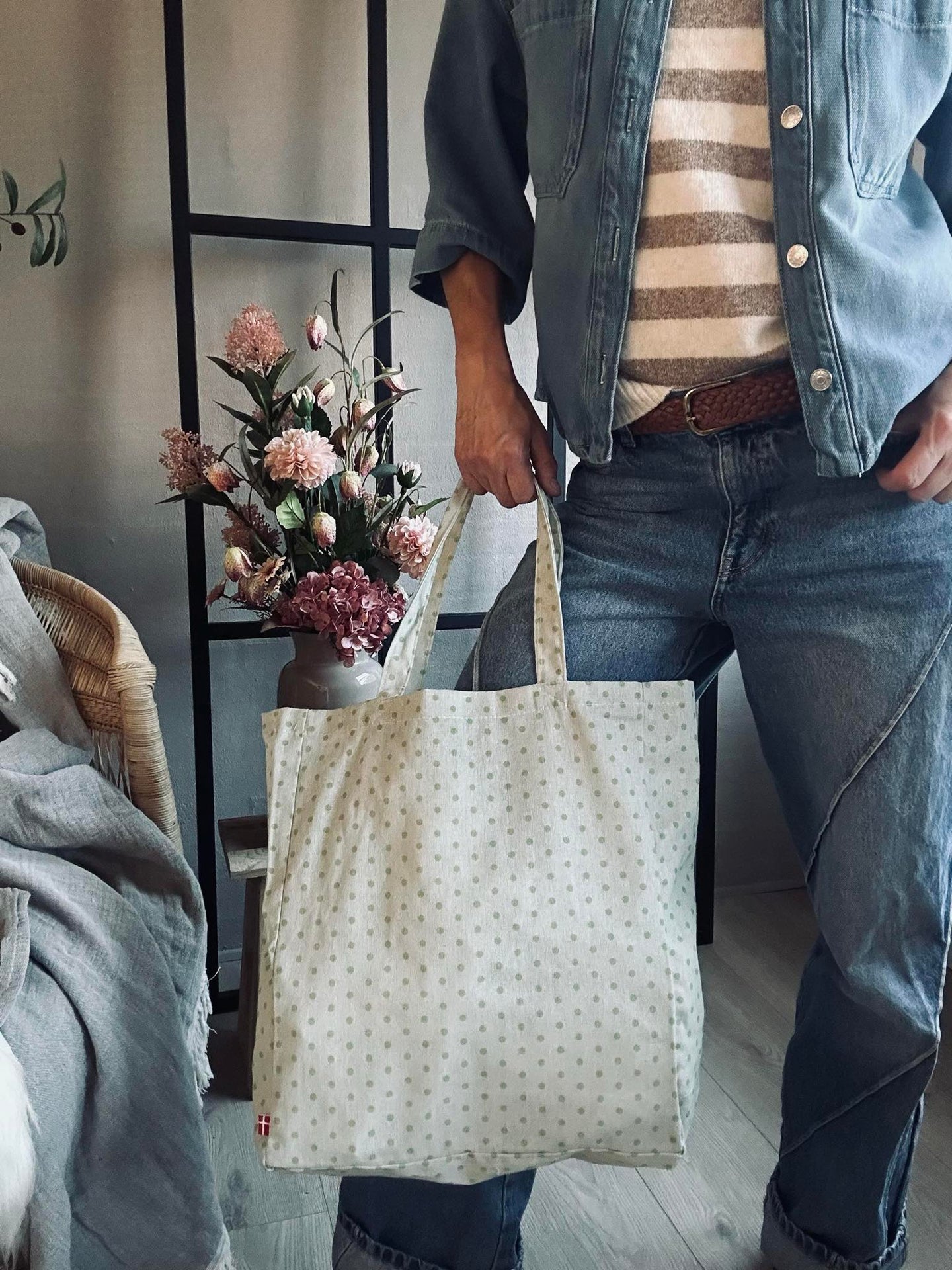 Shoppingväska - Gröna prickar