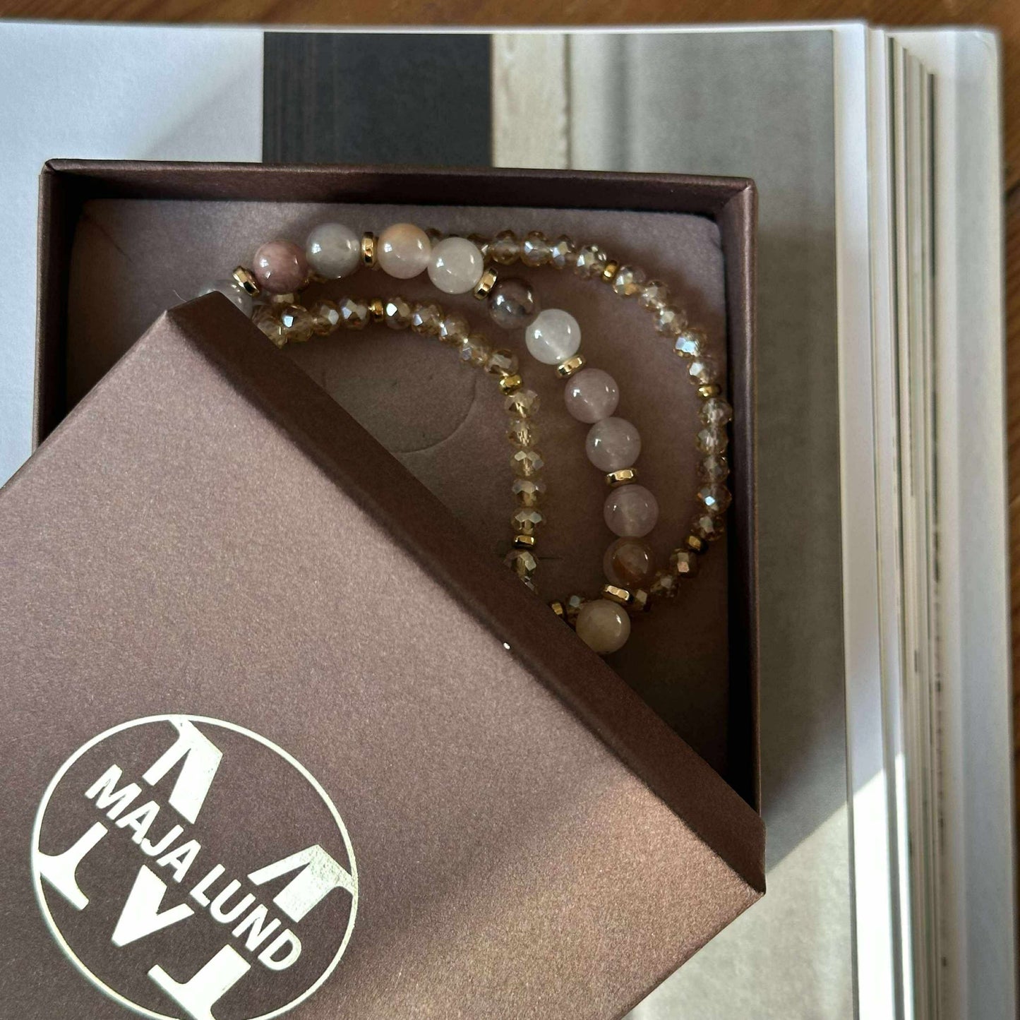 Armband Luna Blush Mix / Natur – Set med 3 st