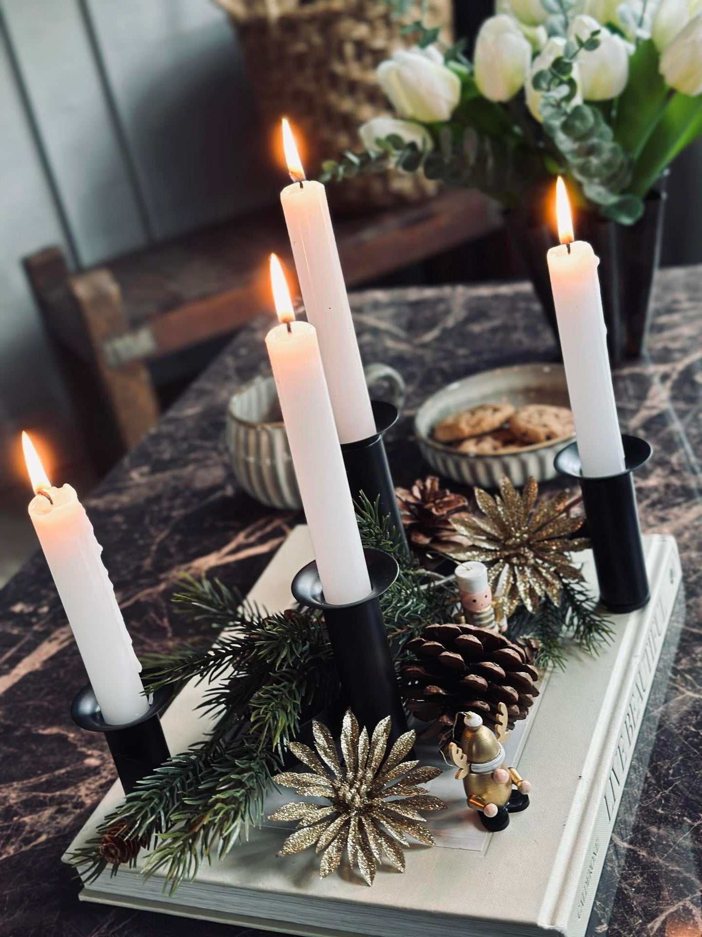 Adventsljusstake - Svart