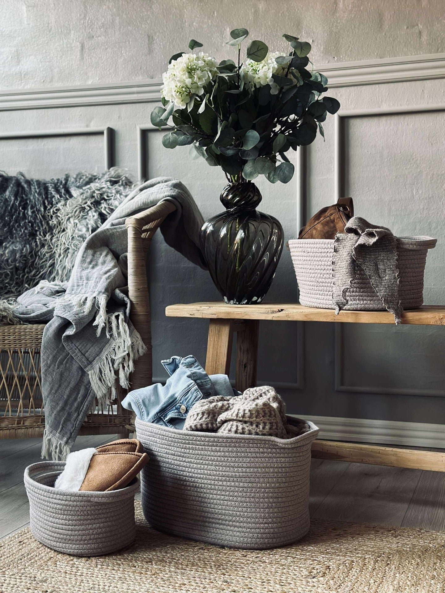 Korgar 3 st, beige och sand