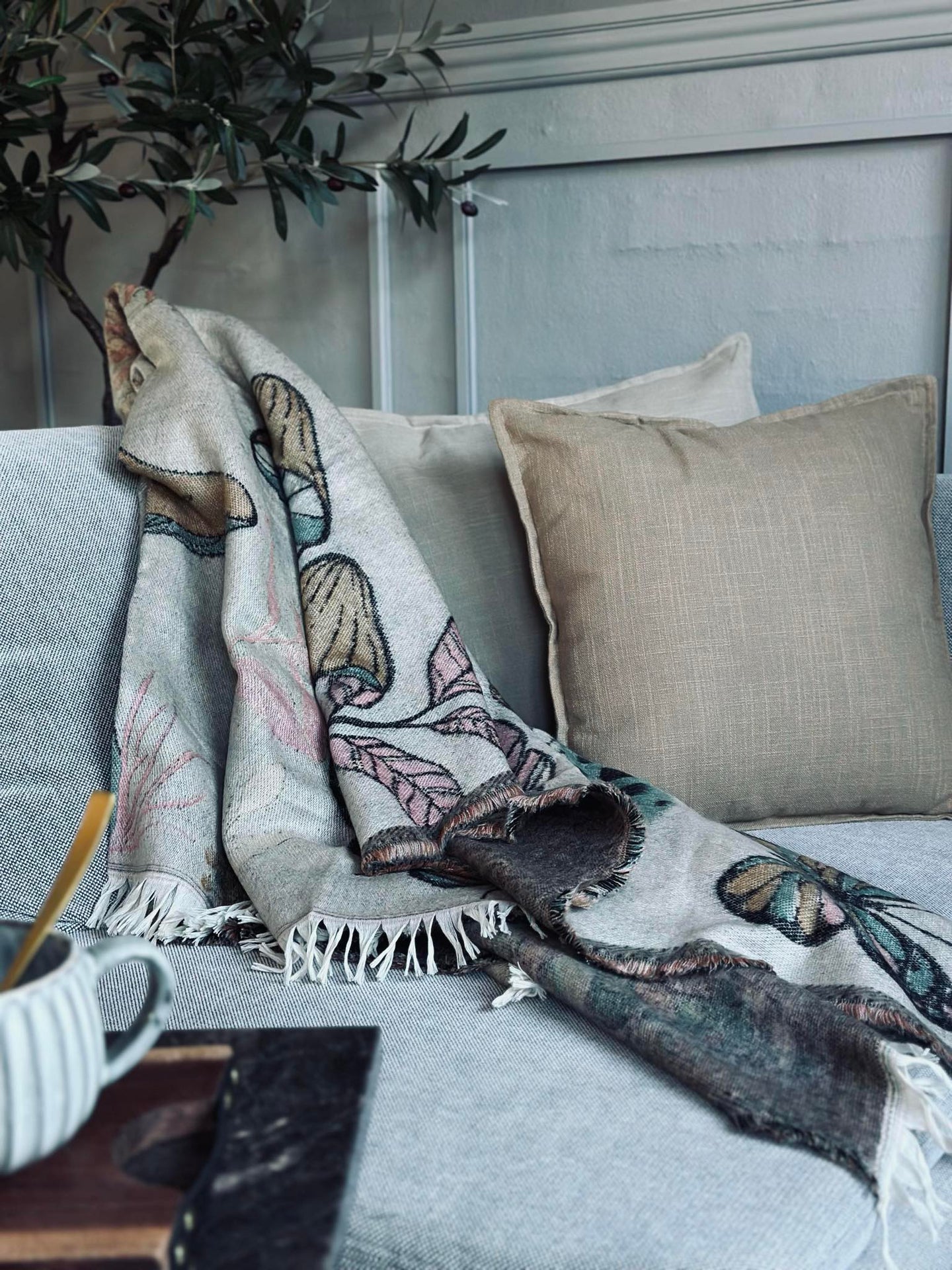 Pläd - Svamp brun / natur