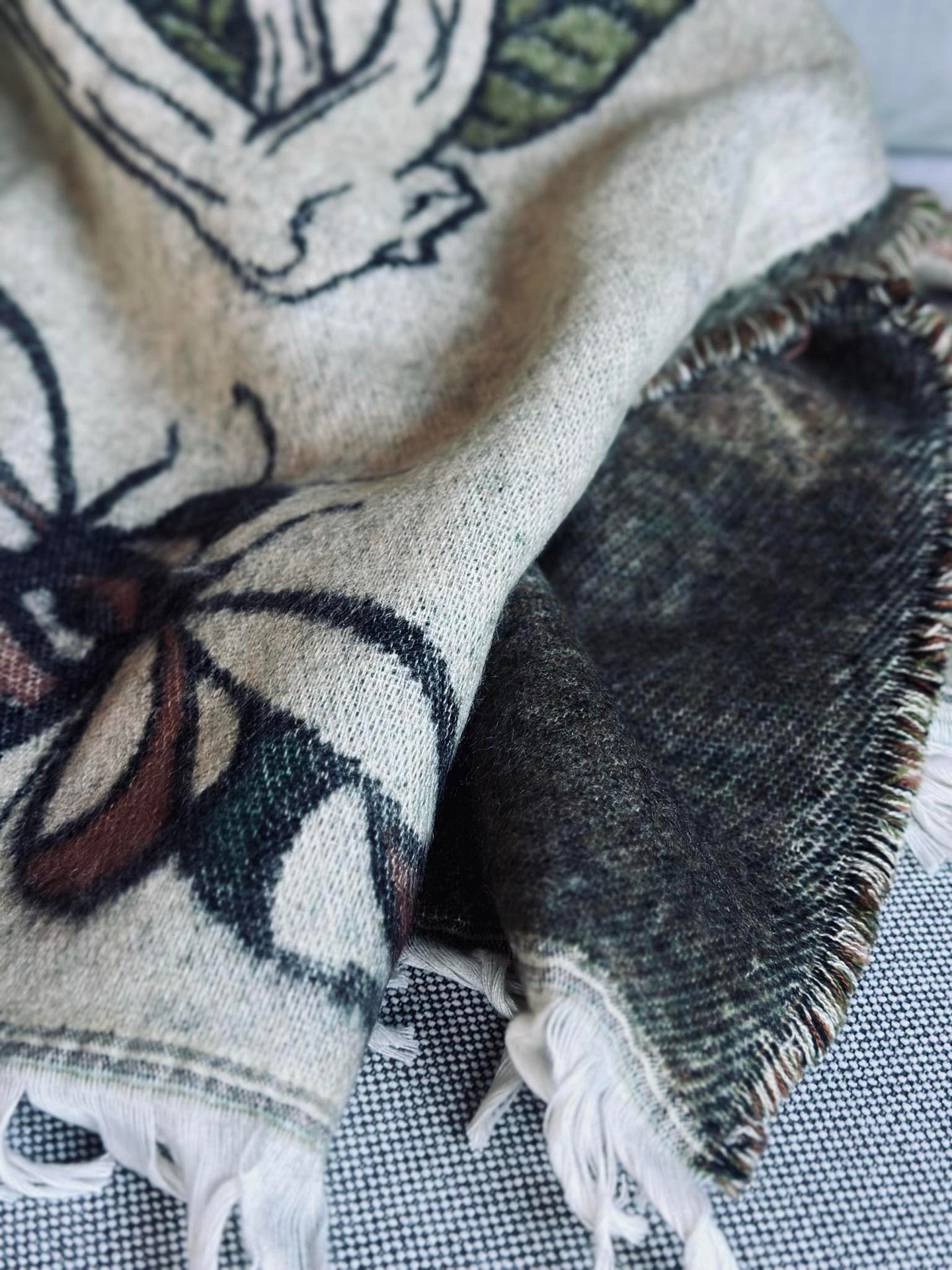 Pläd - Svamp grön / natur