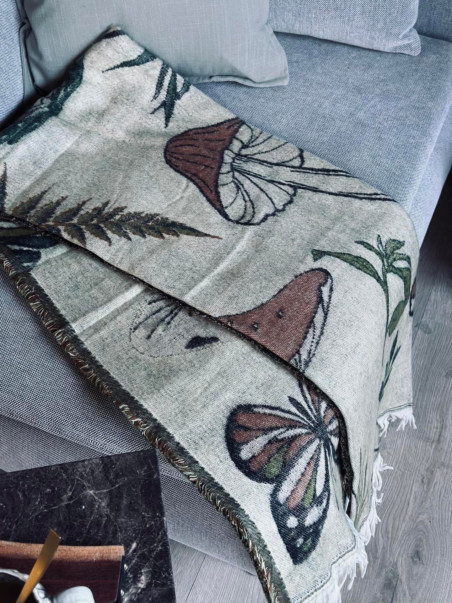 Pläd - Svamp grön / natur