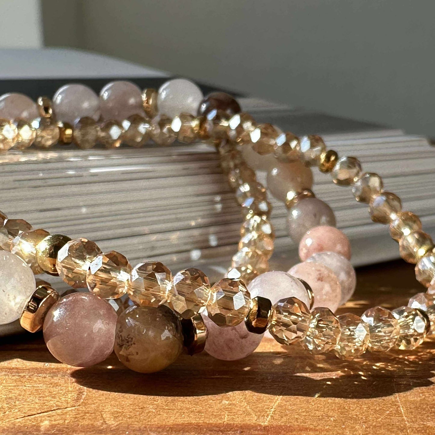 Armband Luna Blush Mix / Natur – Set med 3 st