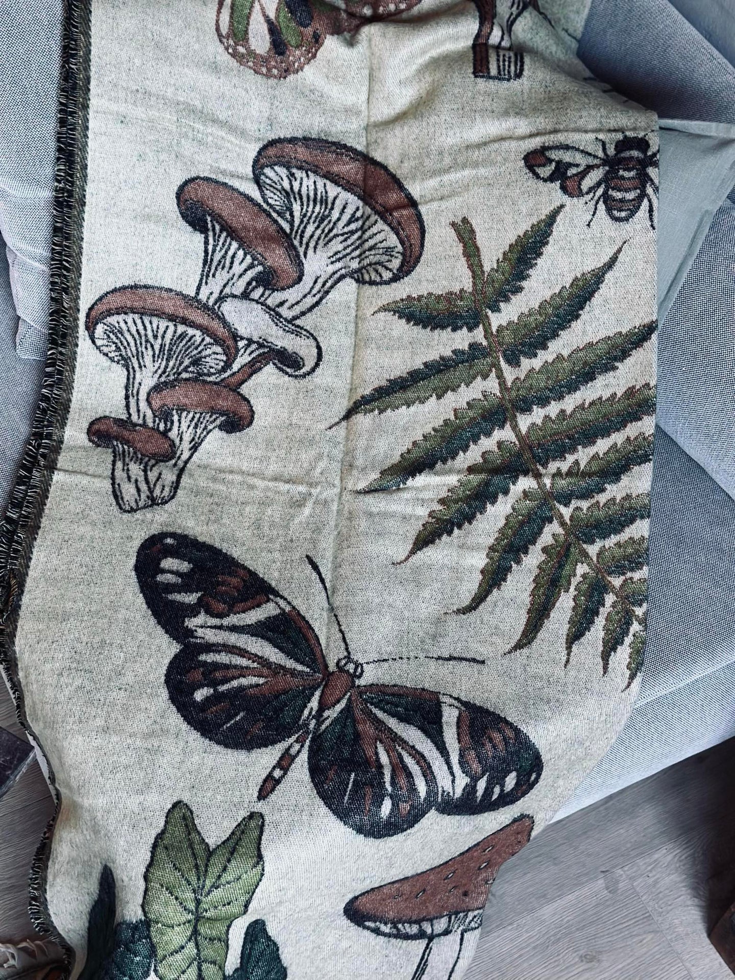 Pläd - Svamp grön / natur