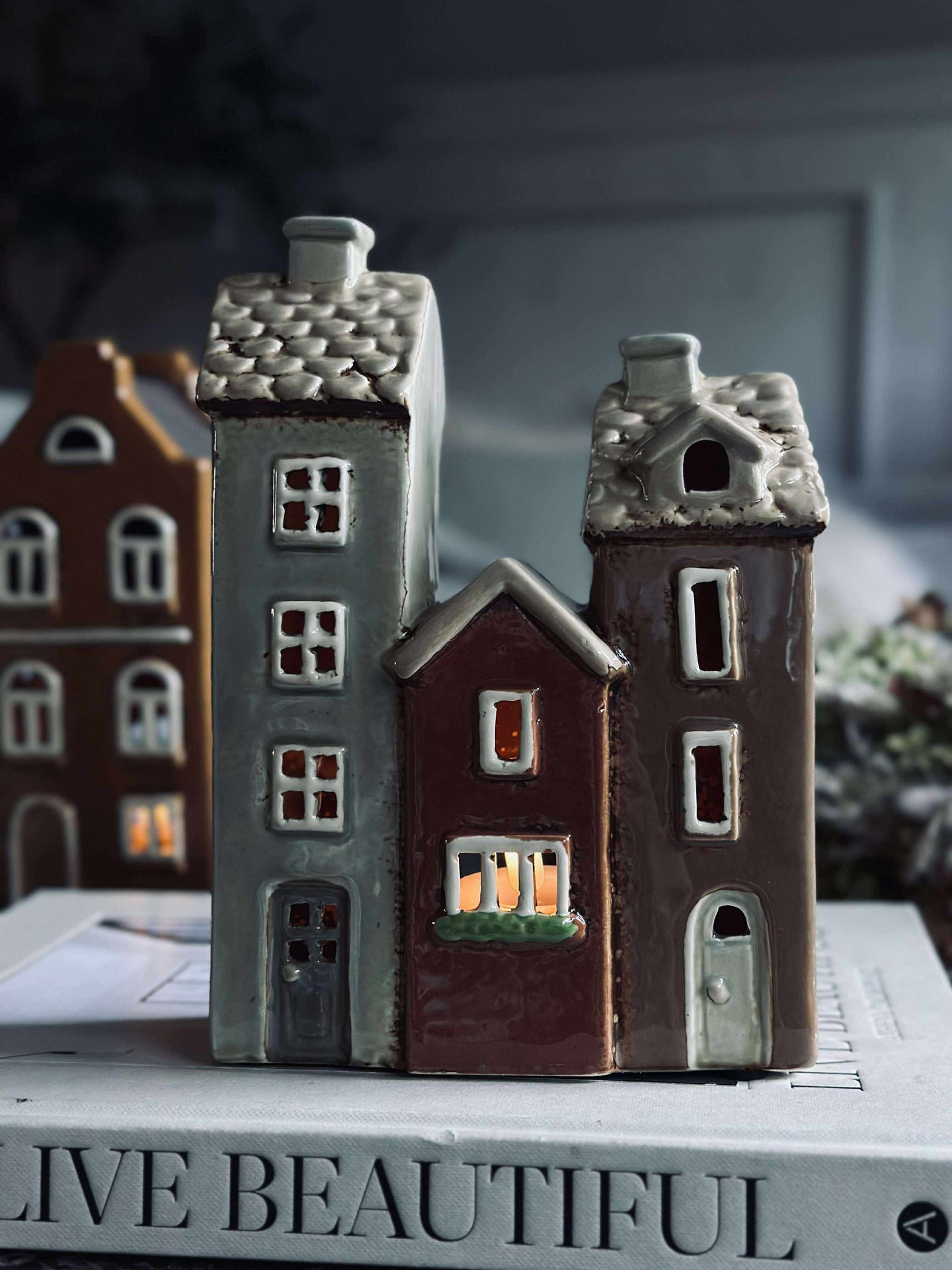 3 x Ljuslykta - Keramik