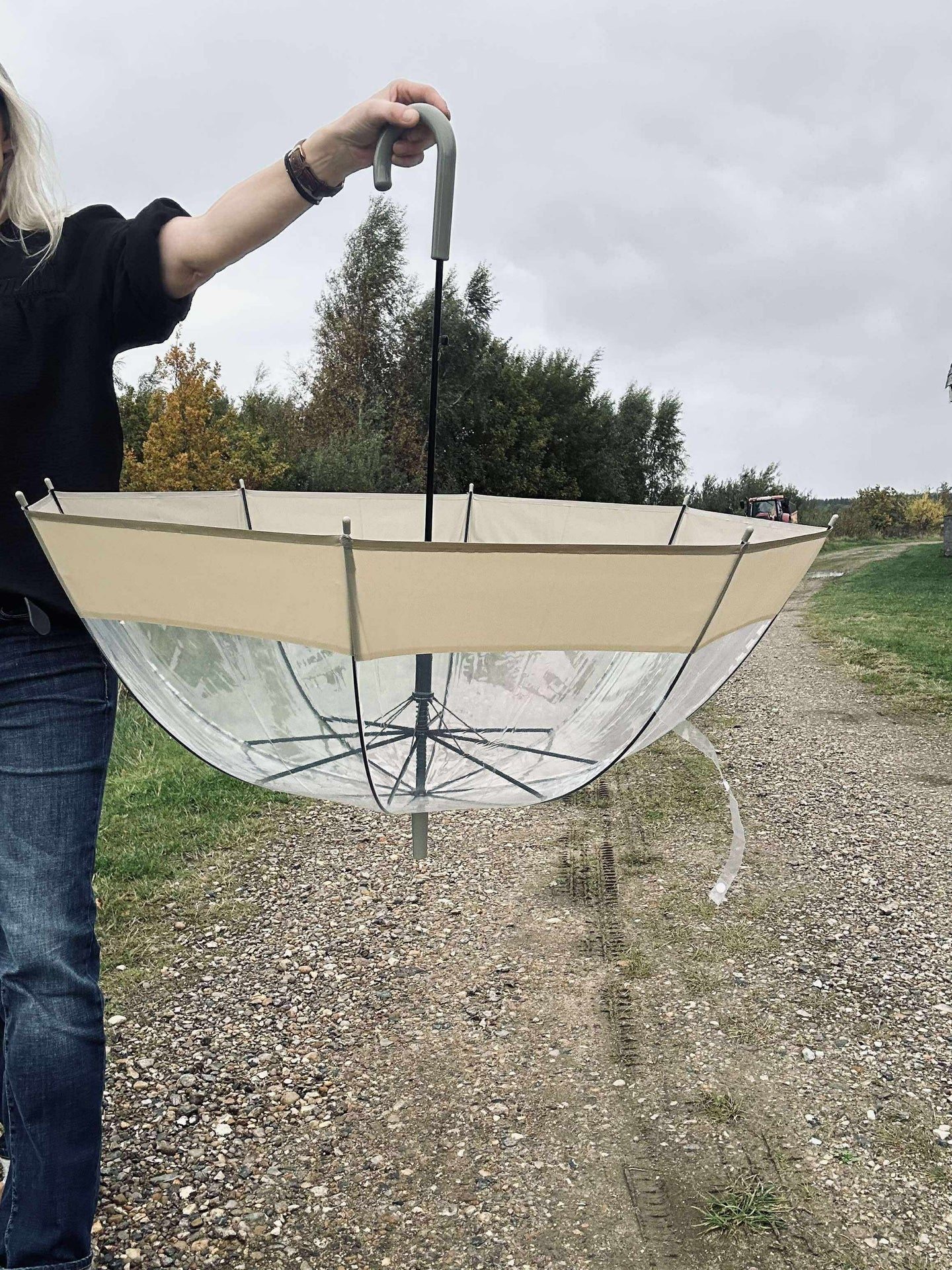 Transparent Paraply - Beige