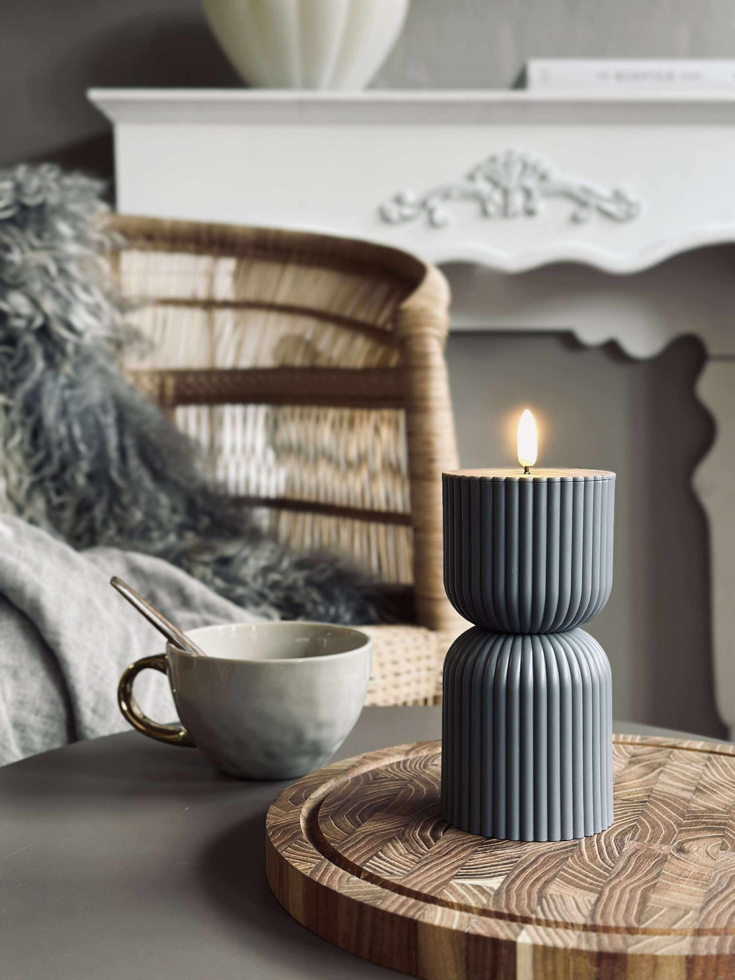 LED Blockljus Grått timglas - Utomhus