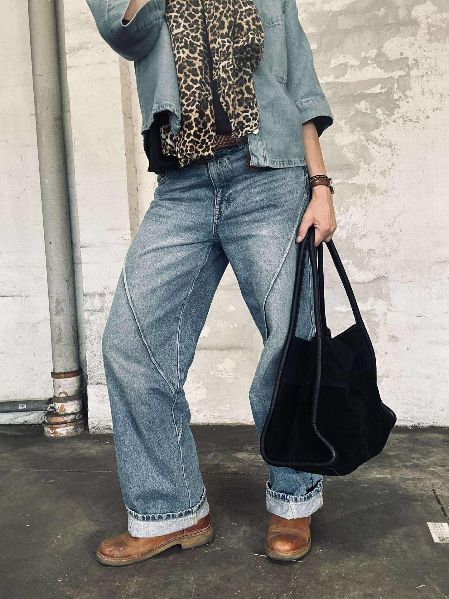 Shopper i svart mocka