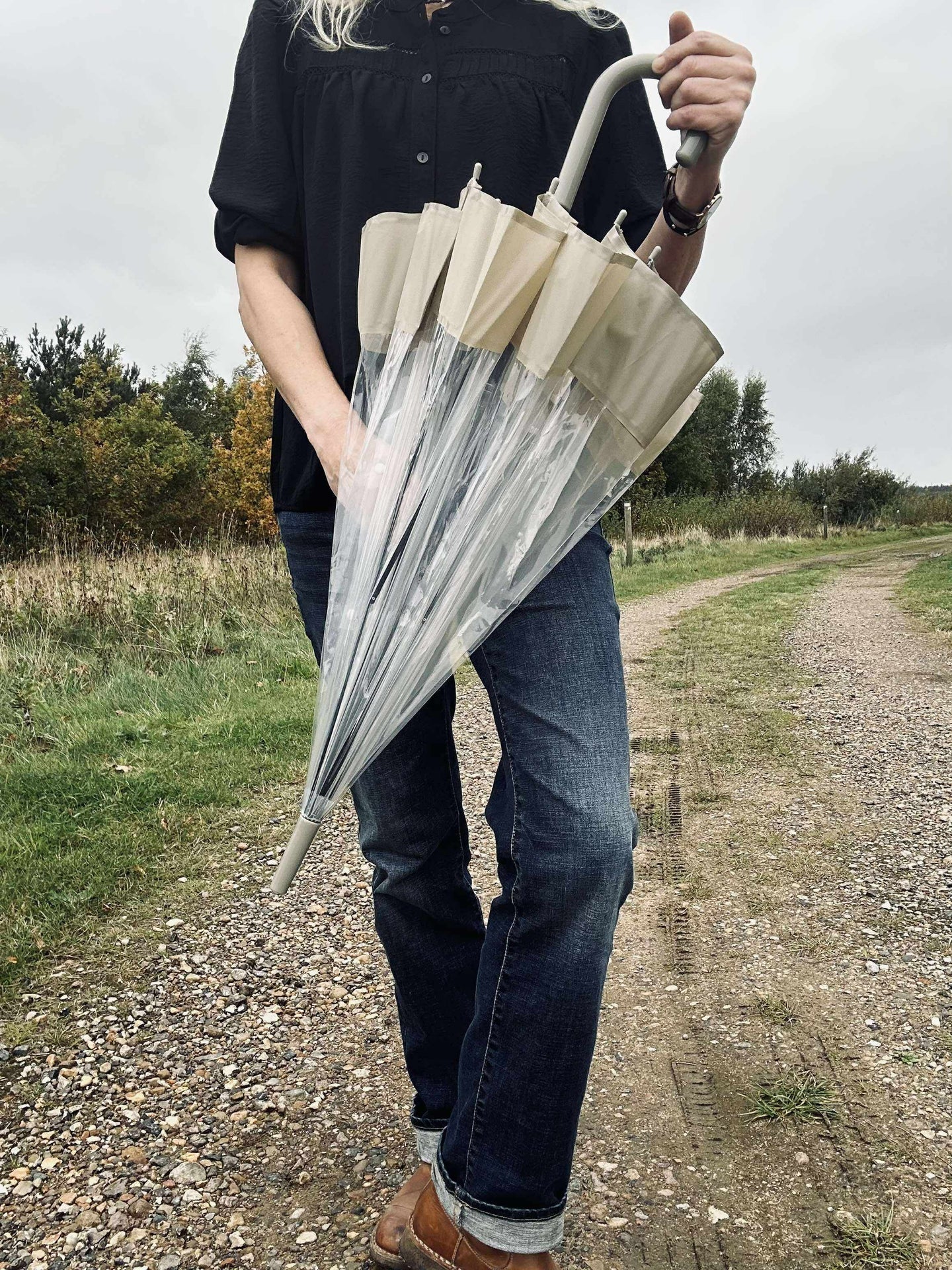 Transparent Paraply - Beige