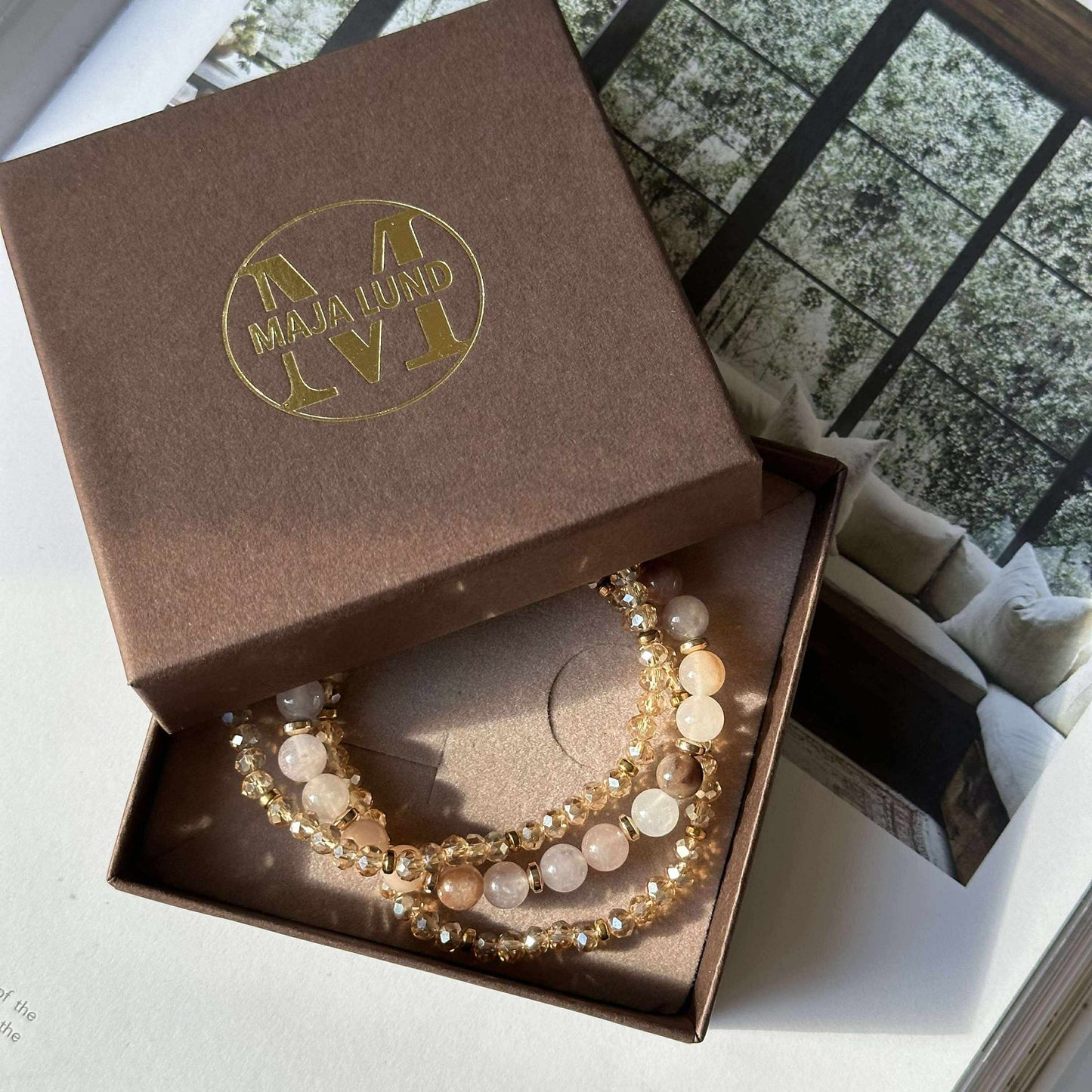 Armband Luna Blush Mix / Natur – Set med 3 st