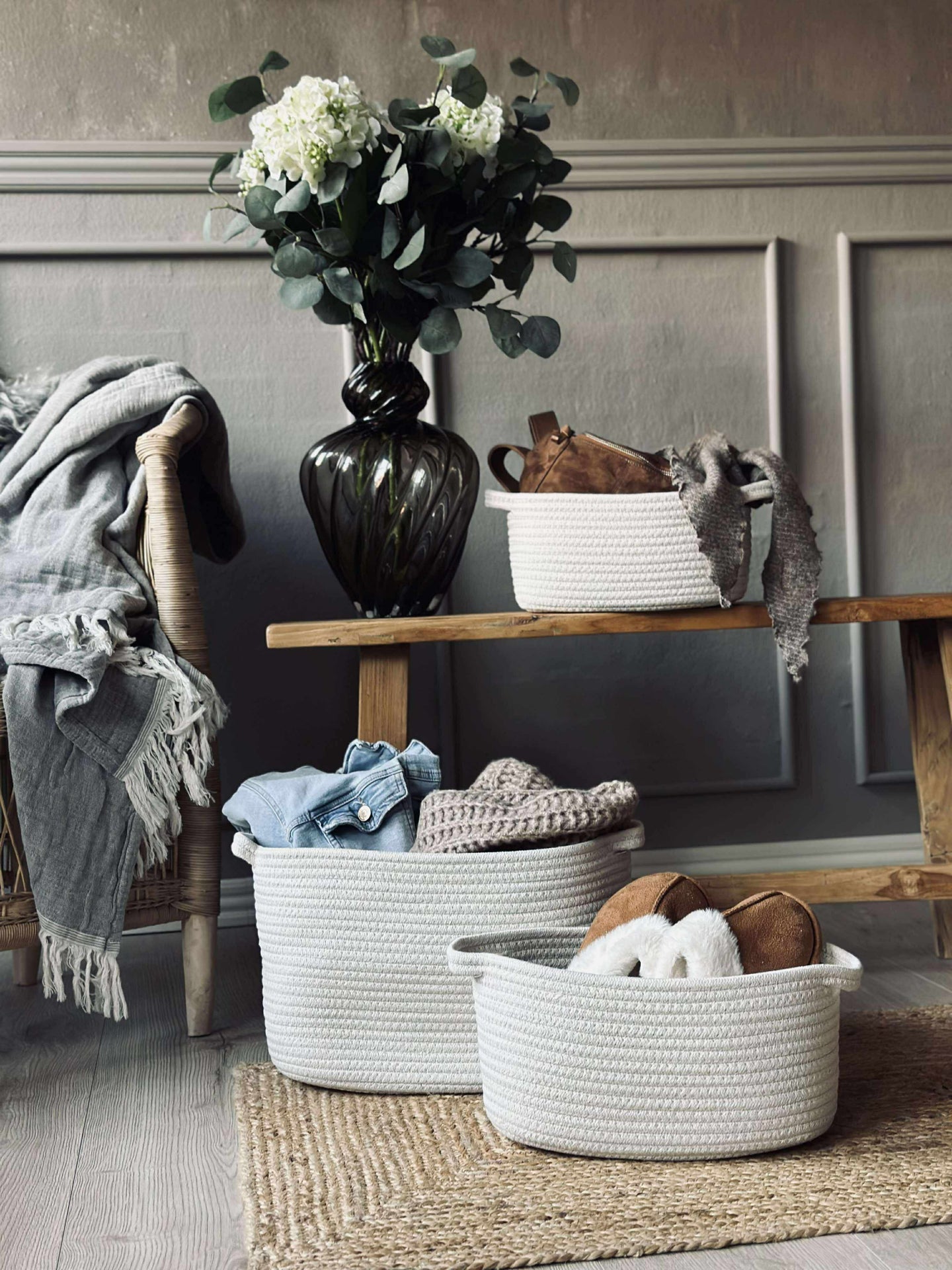 Korgar 3 st, beige och sand