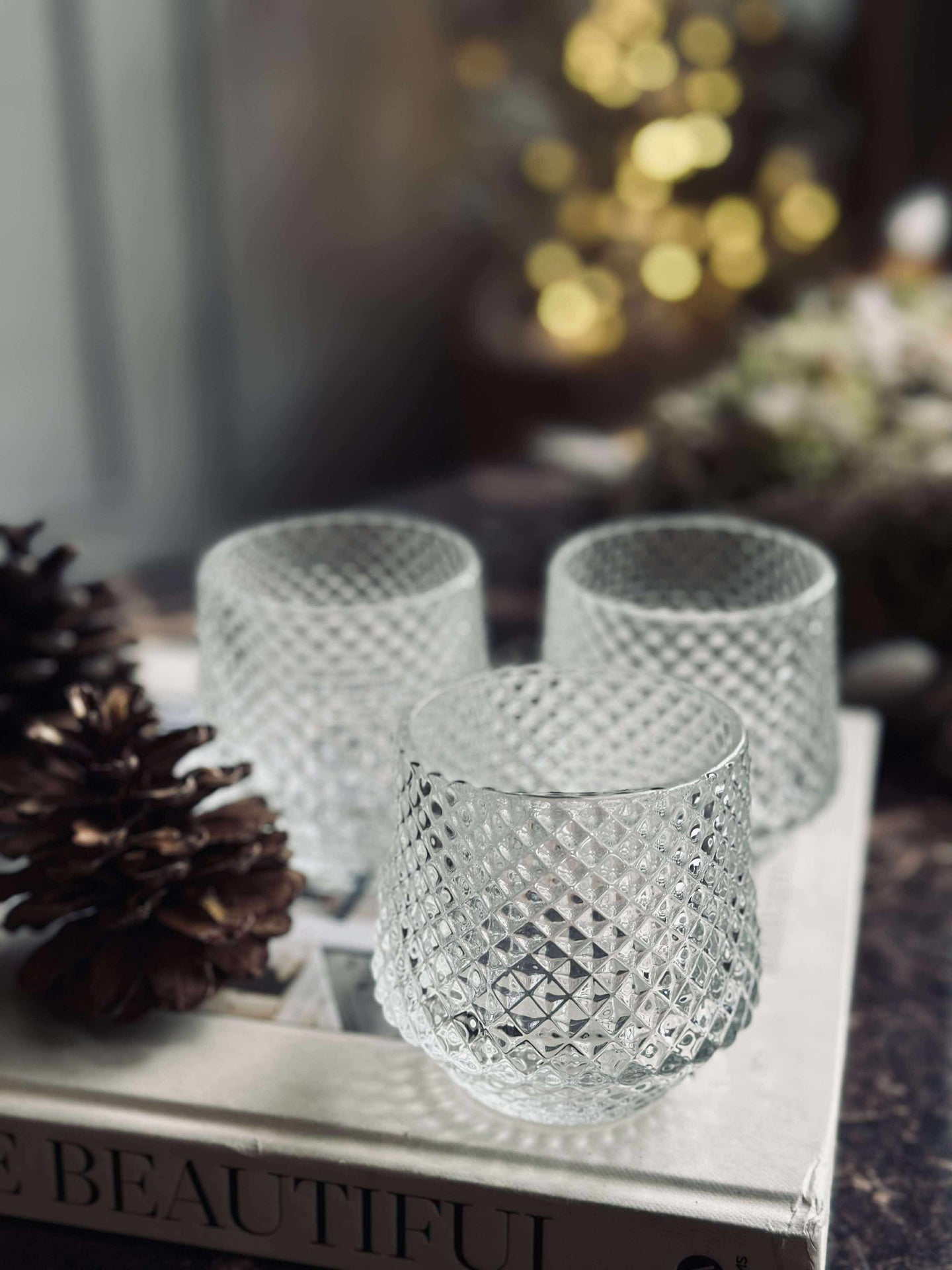 Ljusstakar i klart glas - Set om 3 st.