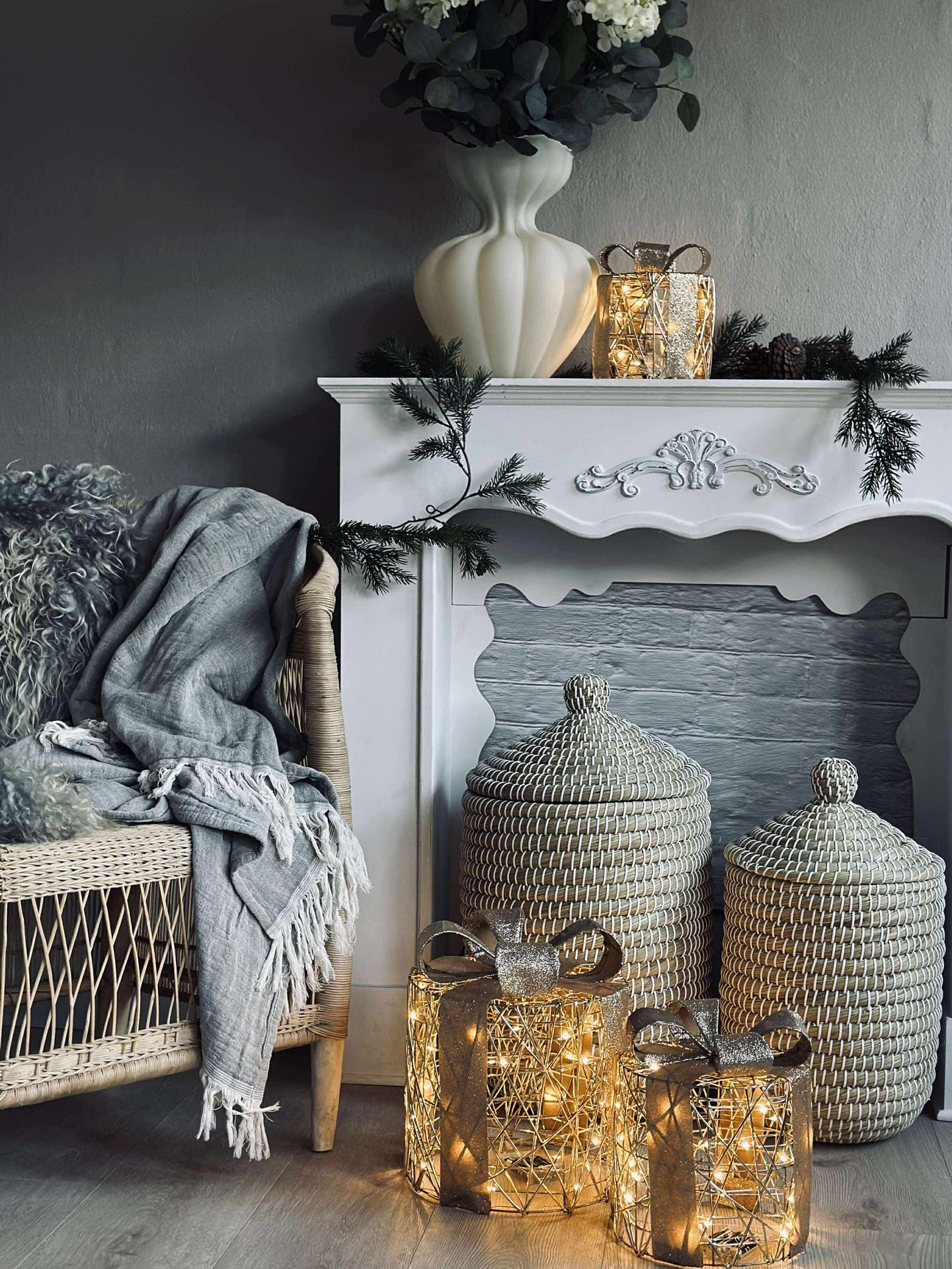 Julklappar med LED-ljus - 3 st.