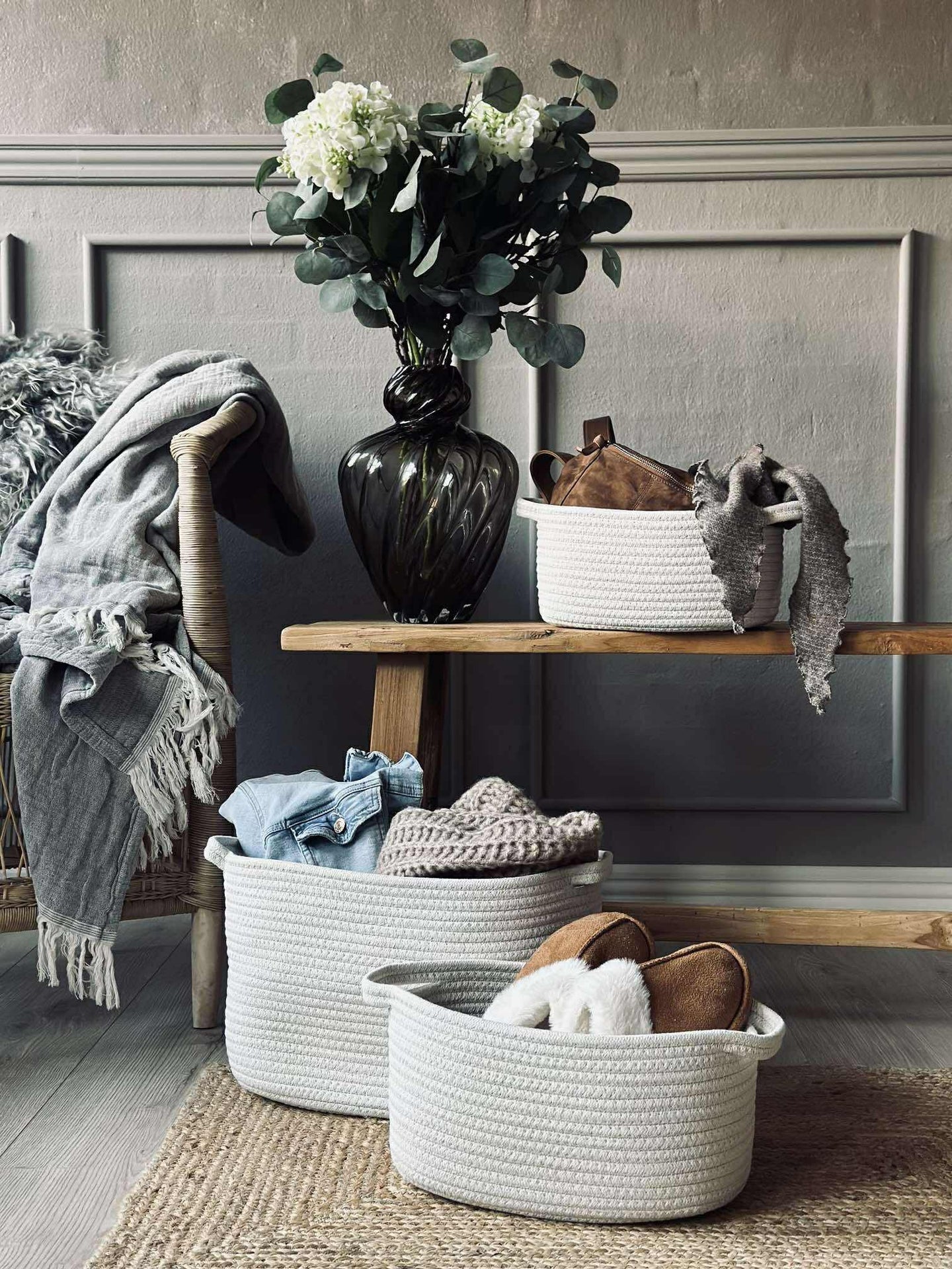 Korgar 3 st, beige och sand