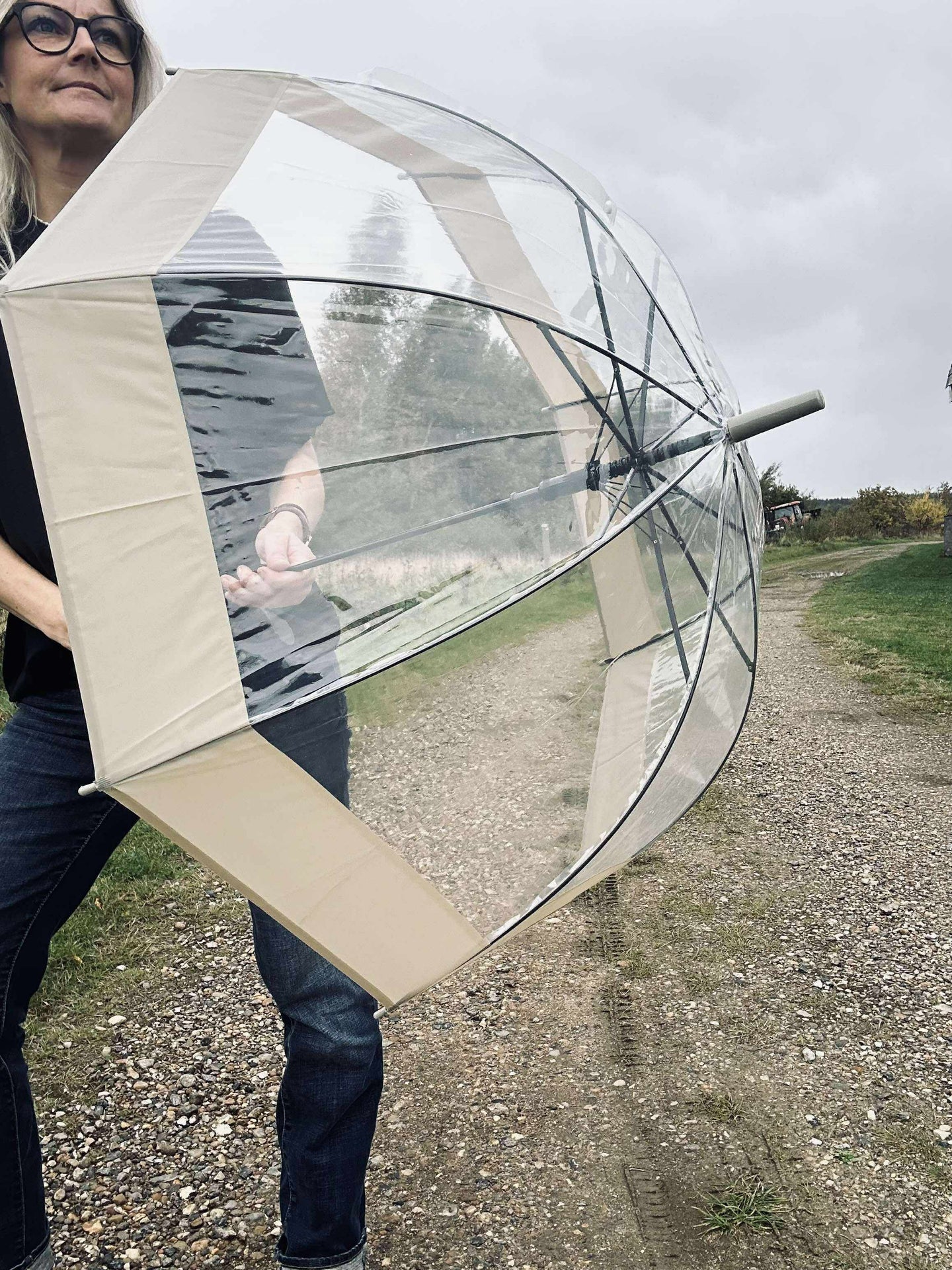 Transparent Paraply - Beige