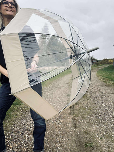 Transparent Paraply - Beige