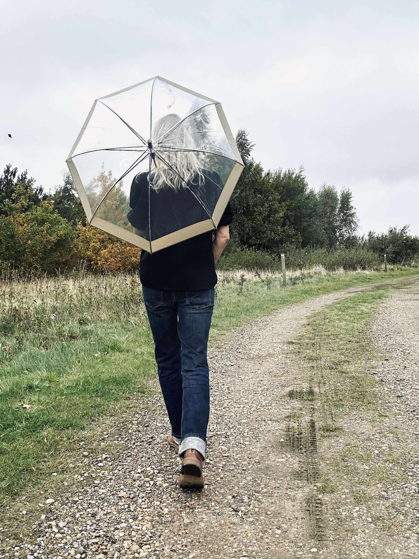 Transparent Paraply - Beige