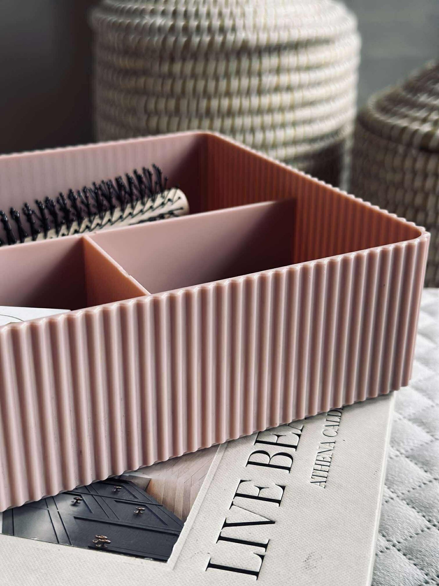 Sminkorganisatör med fackindelning - Rosa