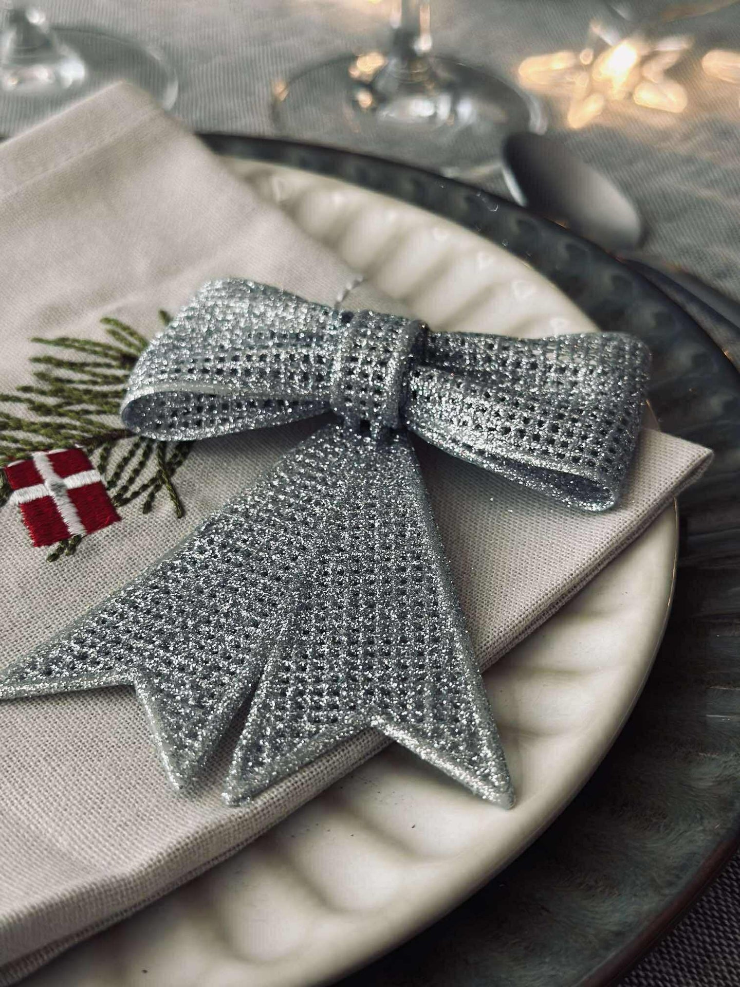 Rosett glitter - Silver