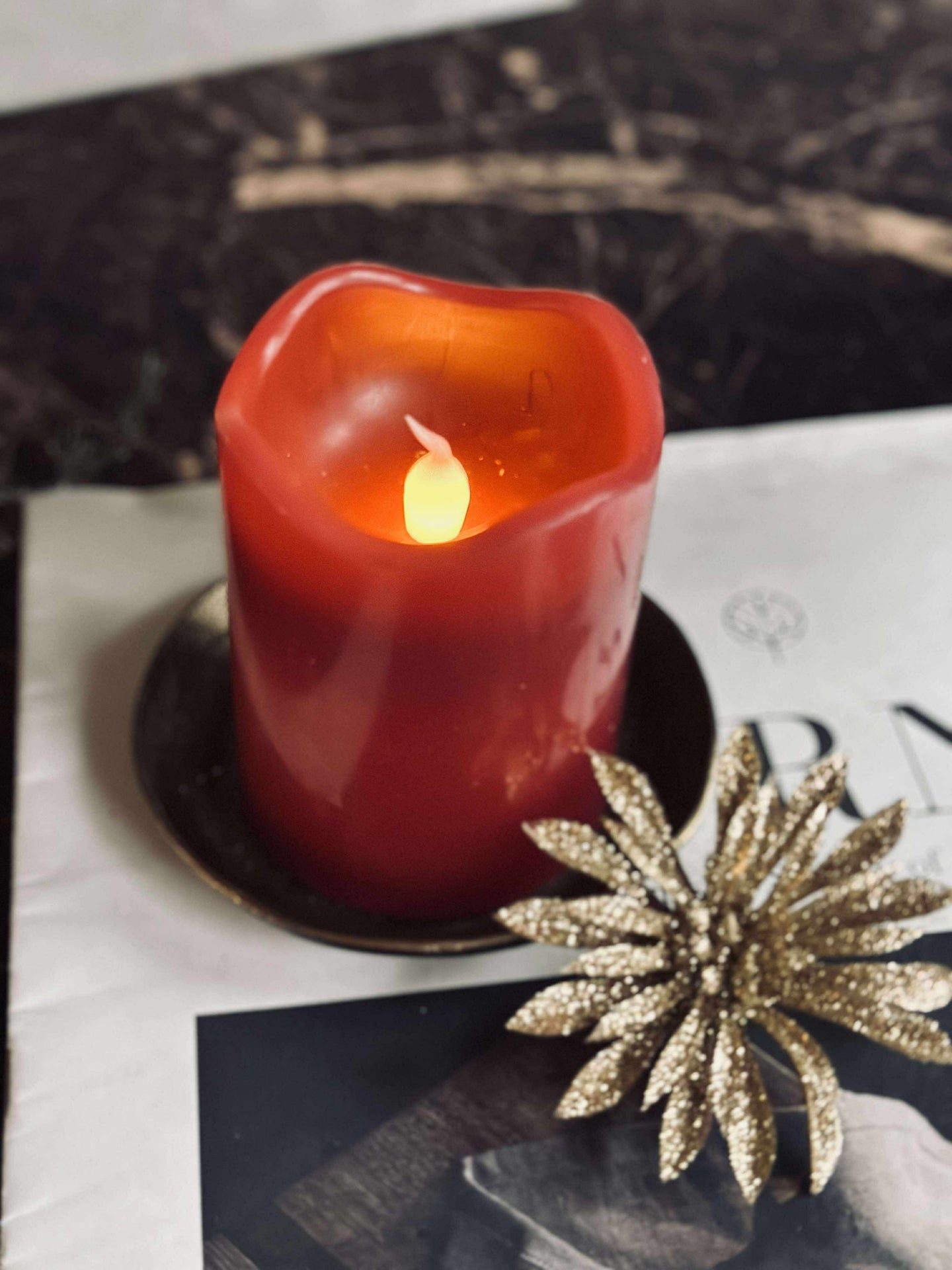 LED Blockljus Röd med timer - 7x9 cm