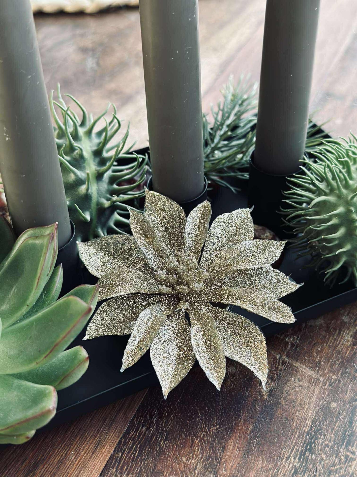 Deco-blommor med glitter - 4 st