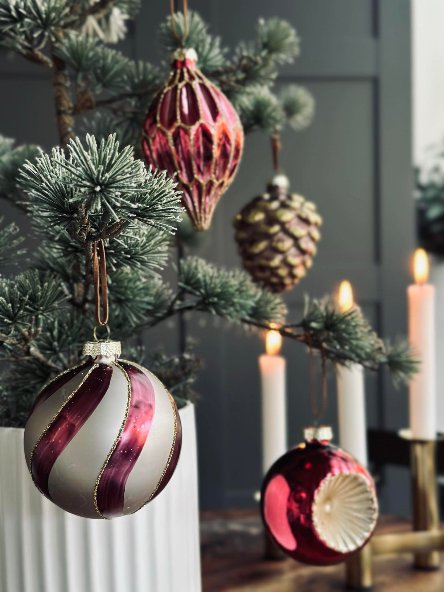 Julgranskulor i glas - Paket med 4 st