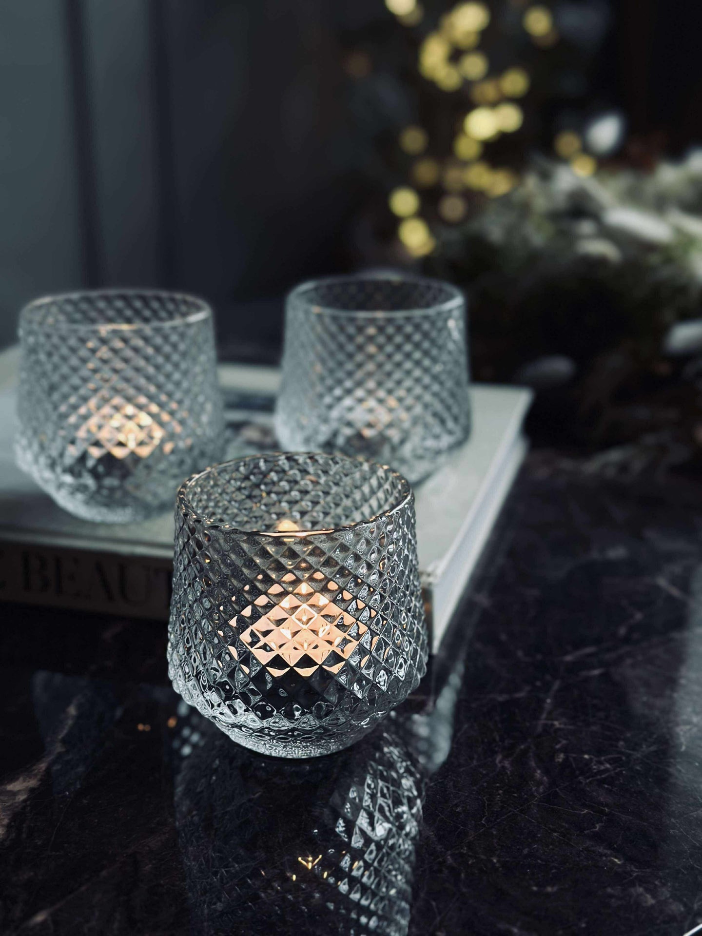 Ljusstakar i klart glas - Set om 3 st.