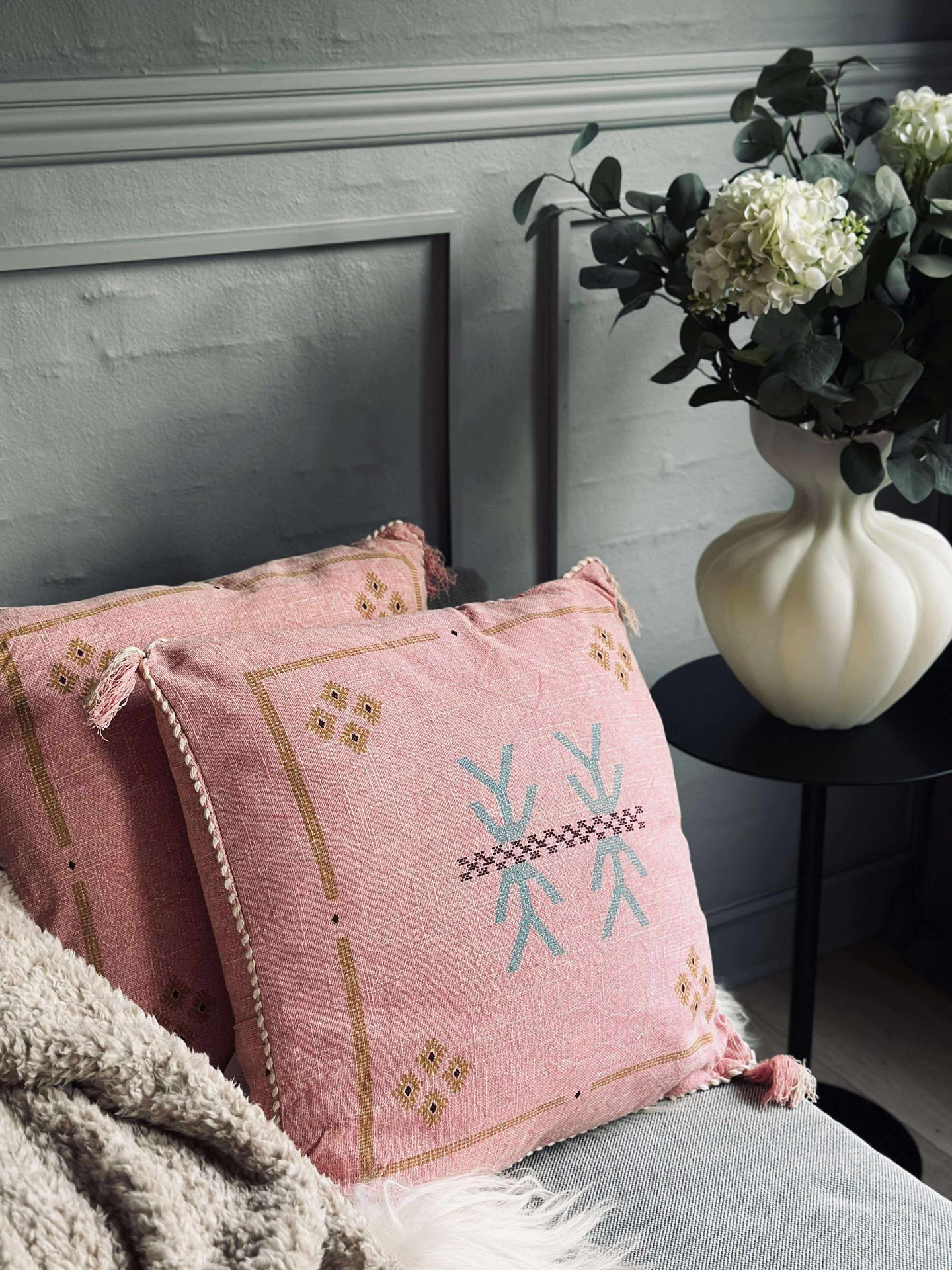 Kudde med fyllning - Soft pink boheme - Set med 2 st.