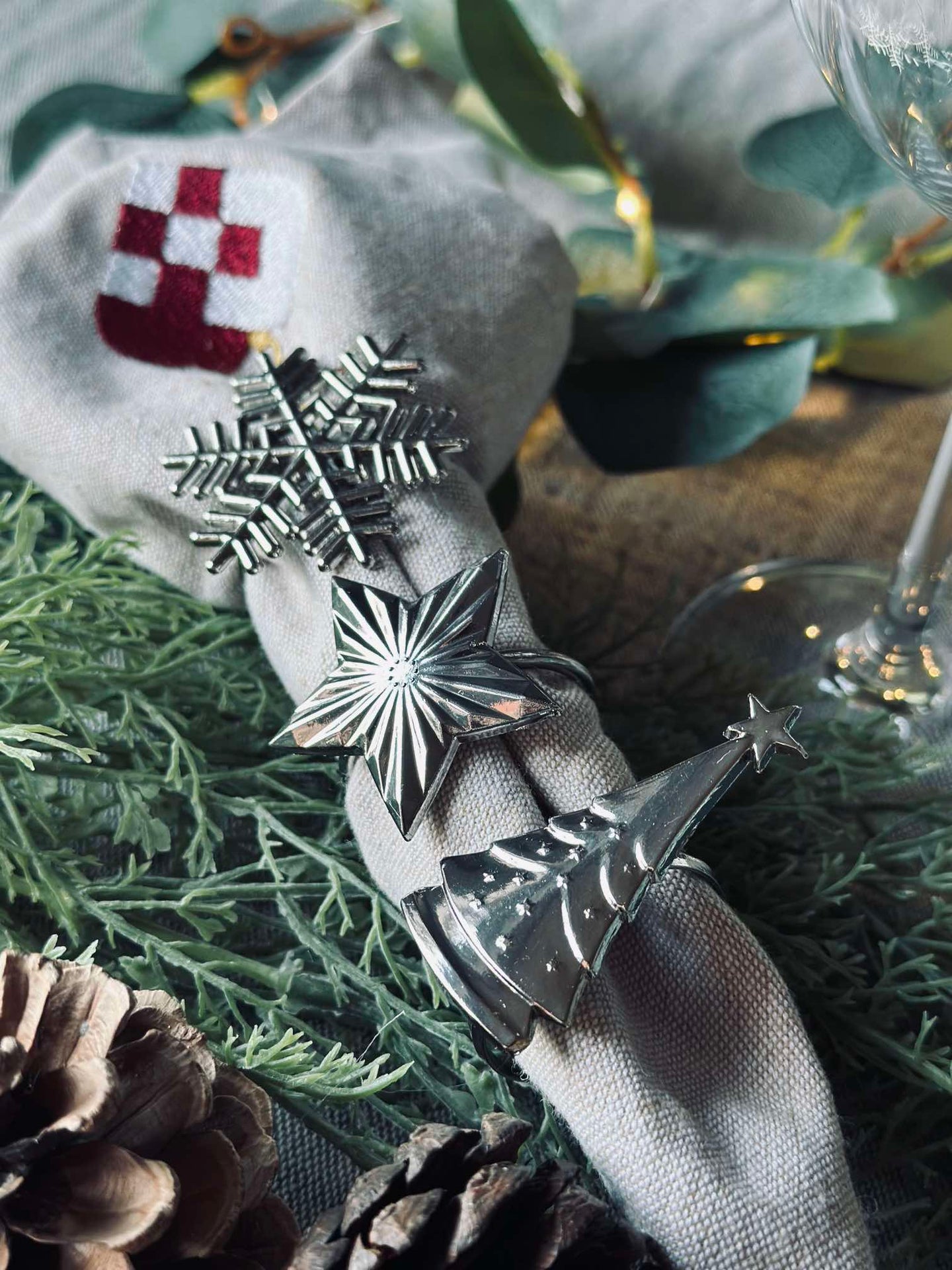 Servettringar Silver - MIX 4 st