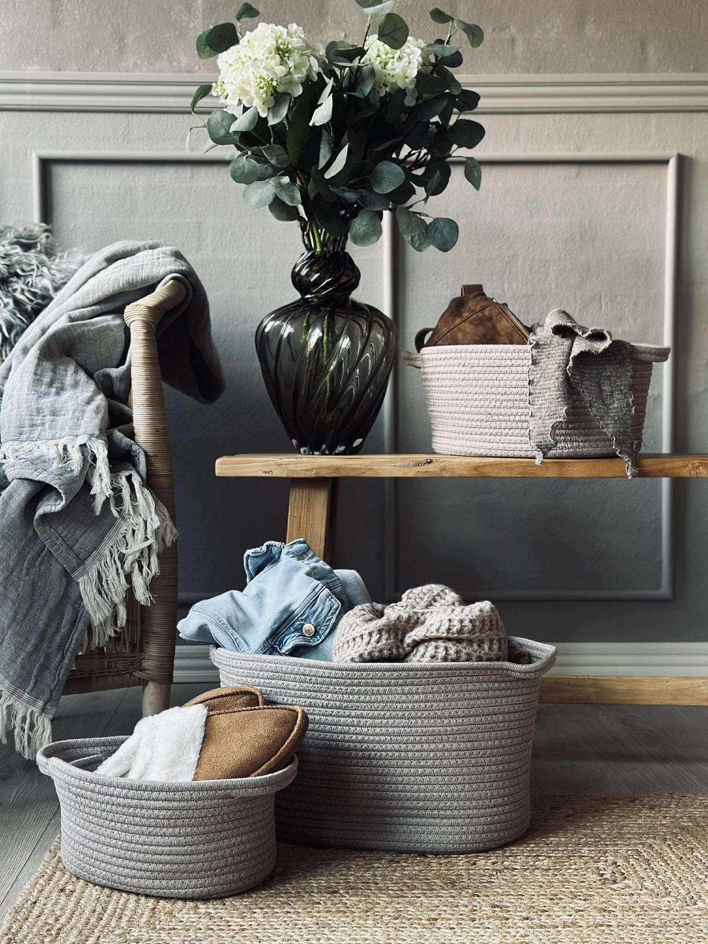 Korgar 3 st, beige och sand