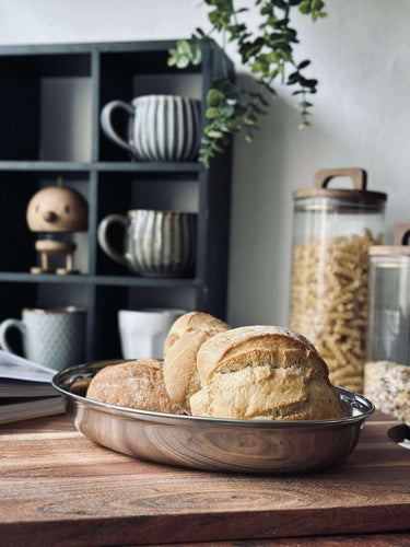 Rund bricka med kant - Rostfritt stål