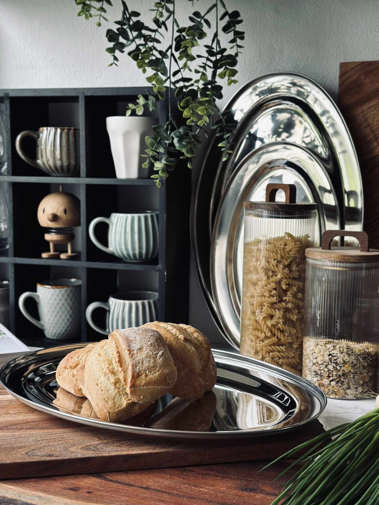 Ovalt fat Rostfritt Stål - Set med 3 st.