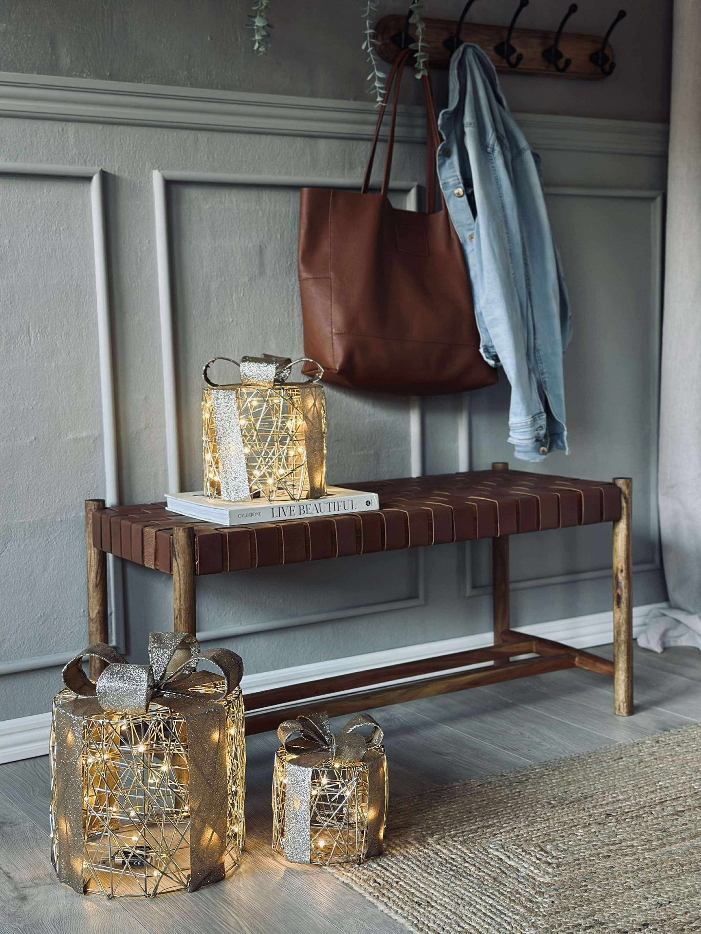 Julklappar med LED-ljus - 3 st.