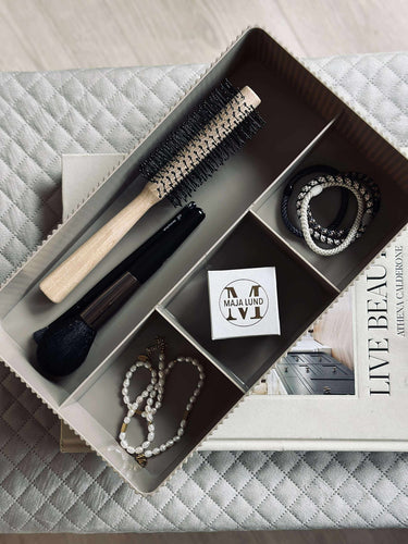 Sminkorganisatör med fackindelning - Taupe