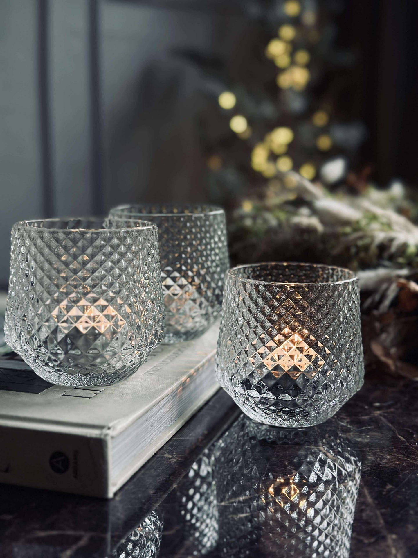 Ljusstakar i klart glas - Set om 3 st.
