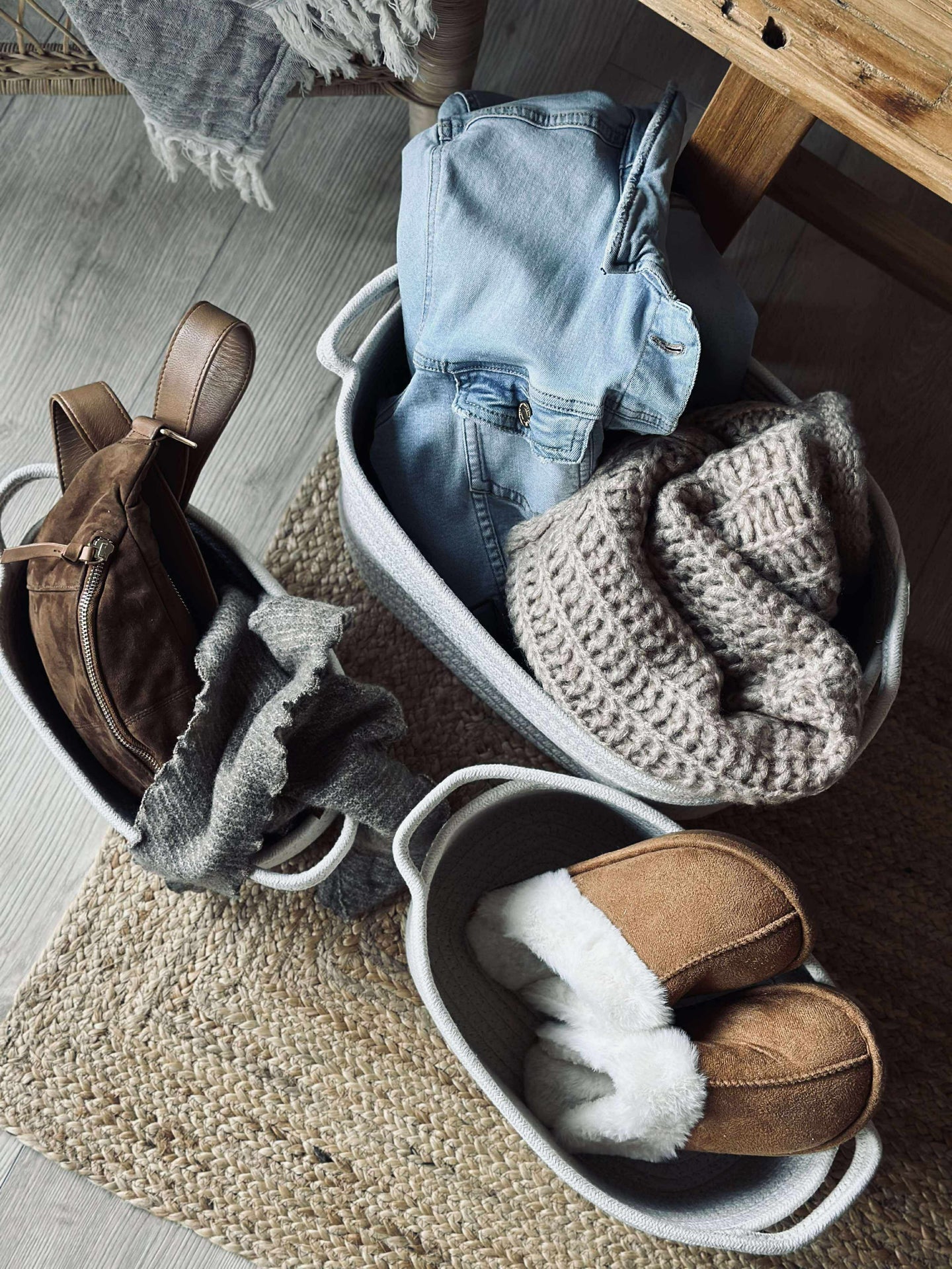 Korgar 3 st, beige och sand