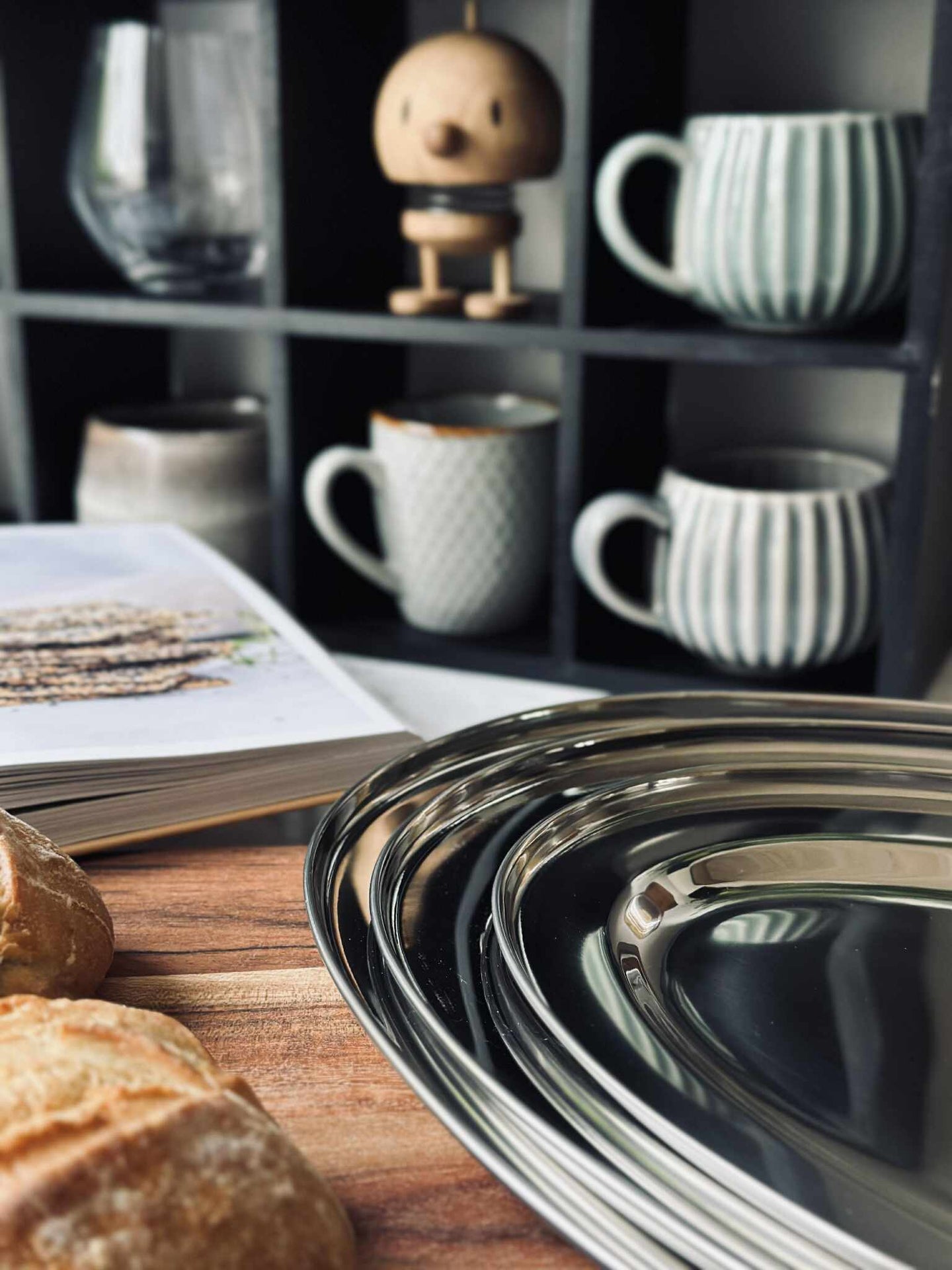 Ovalt fat Rostfritt Stål - Set med 3 st.