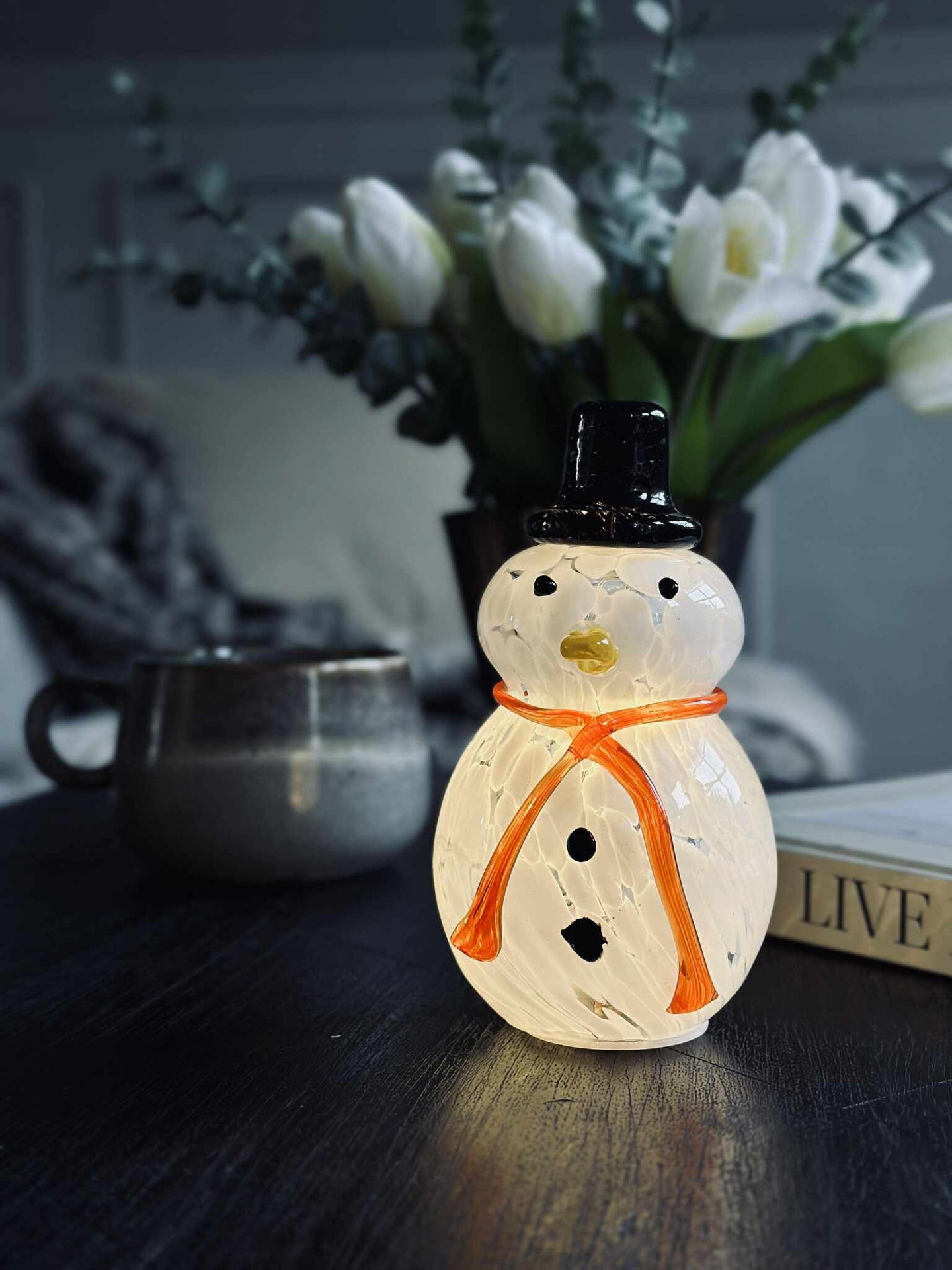 Snögubbe med LED-ljus