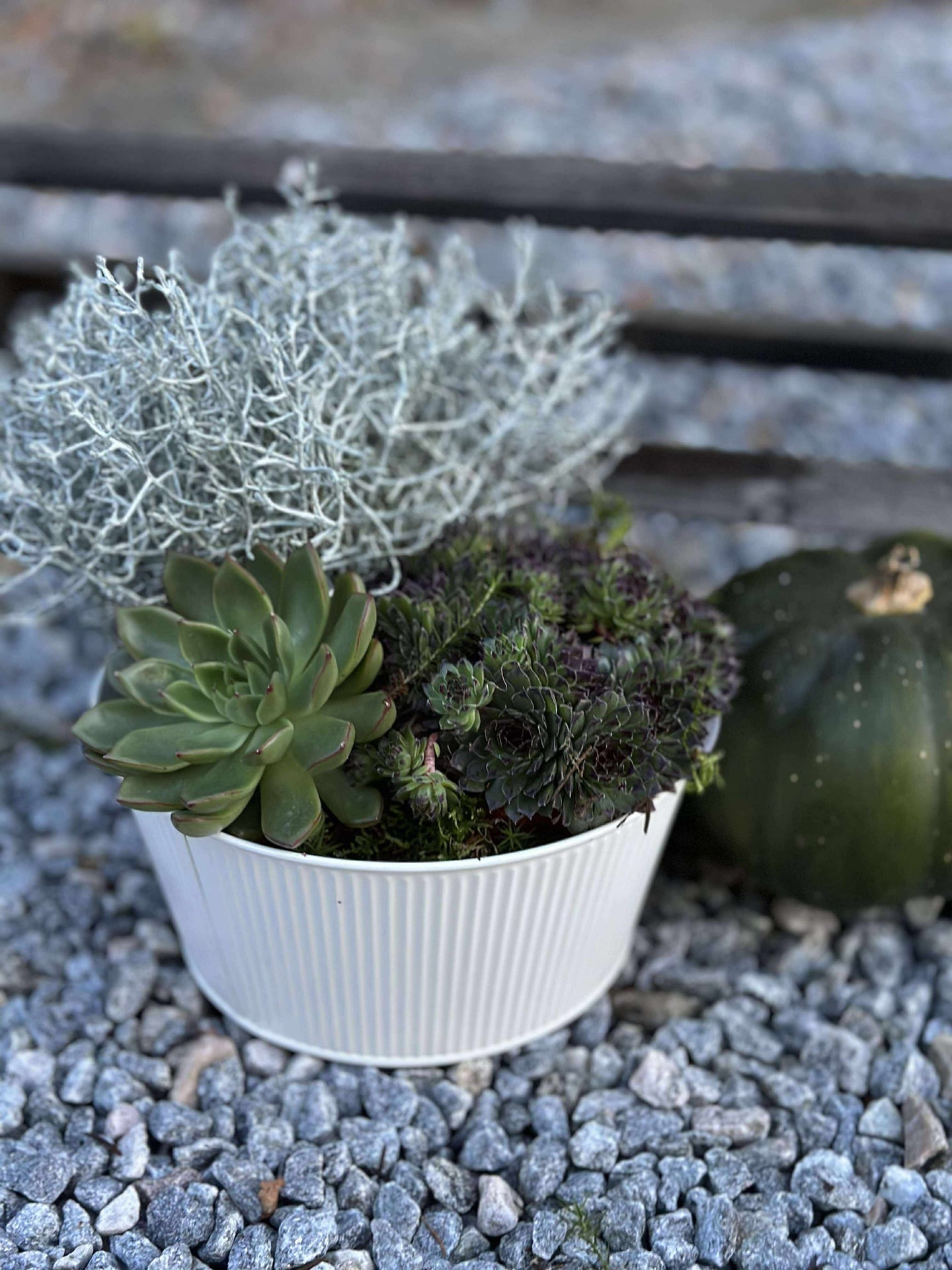 Rund kruka med räfflor