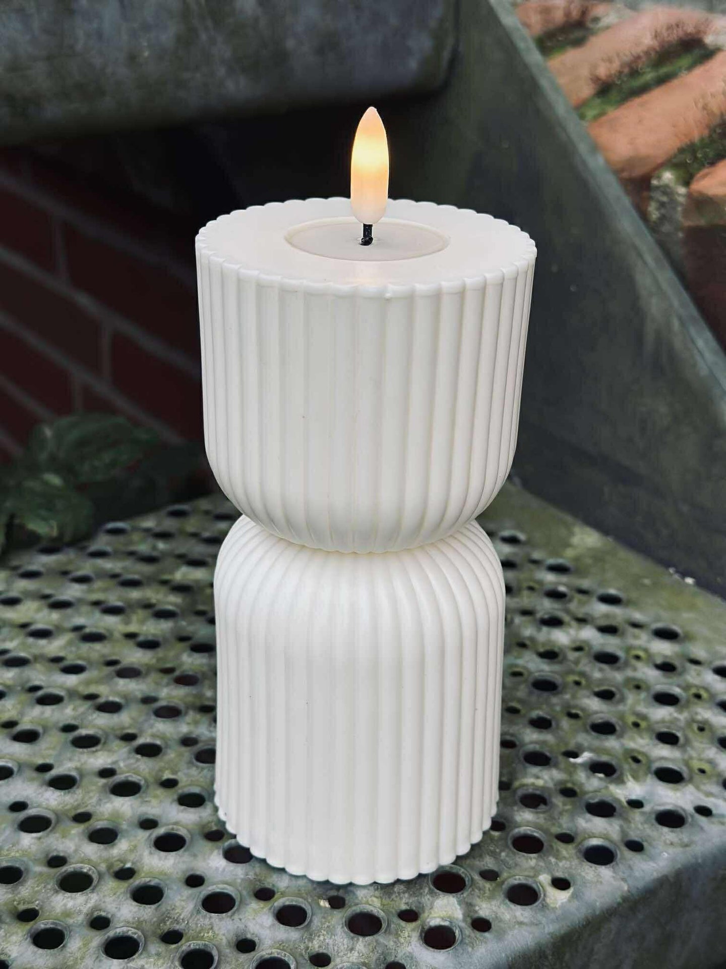 LED Blockljus Vit timglas - Utomhus