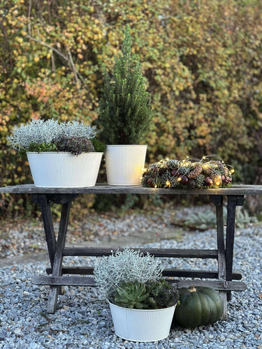 Rund kruka med räfflor