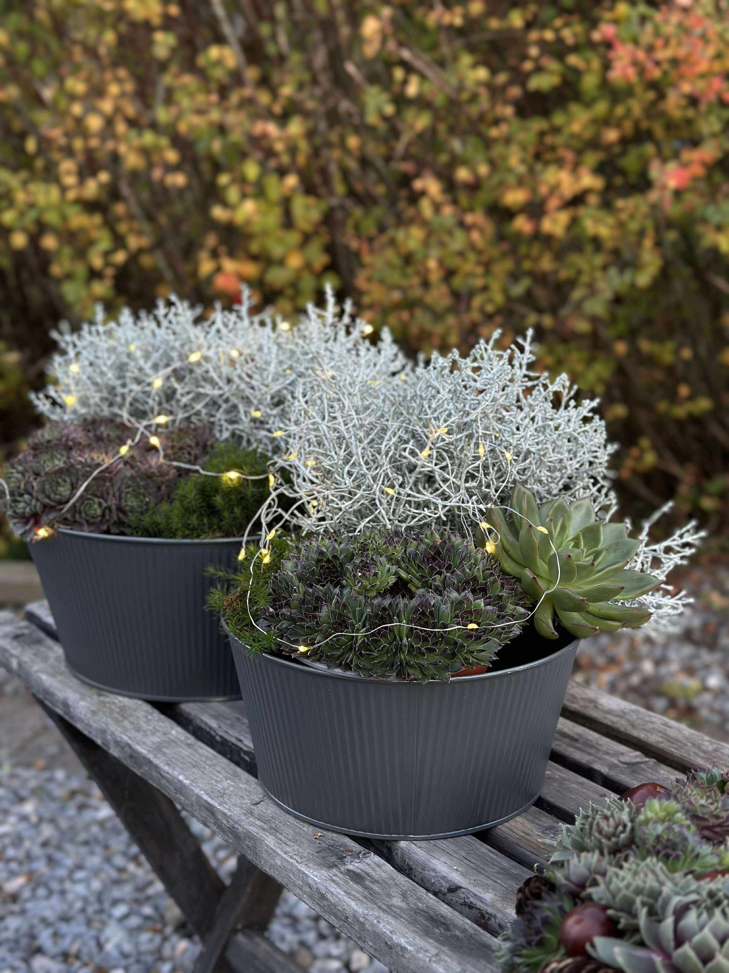 Rund kruka med räfflor - Grå