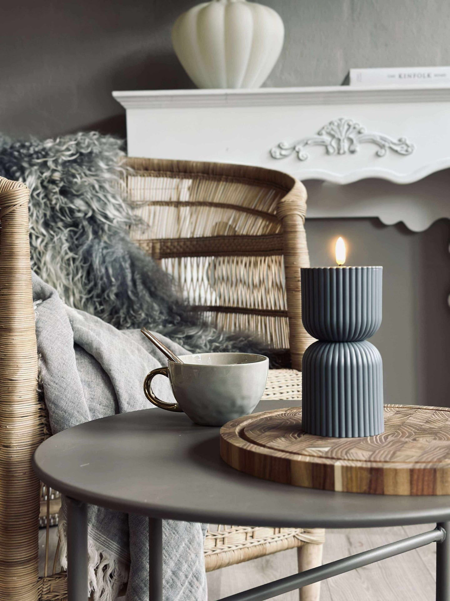 LED Blockljus Grått timglas - Utomhus