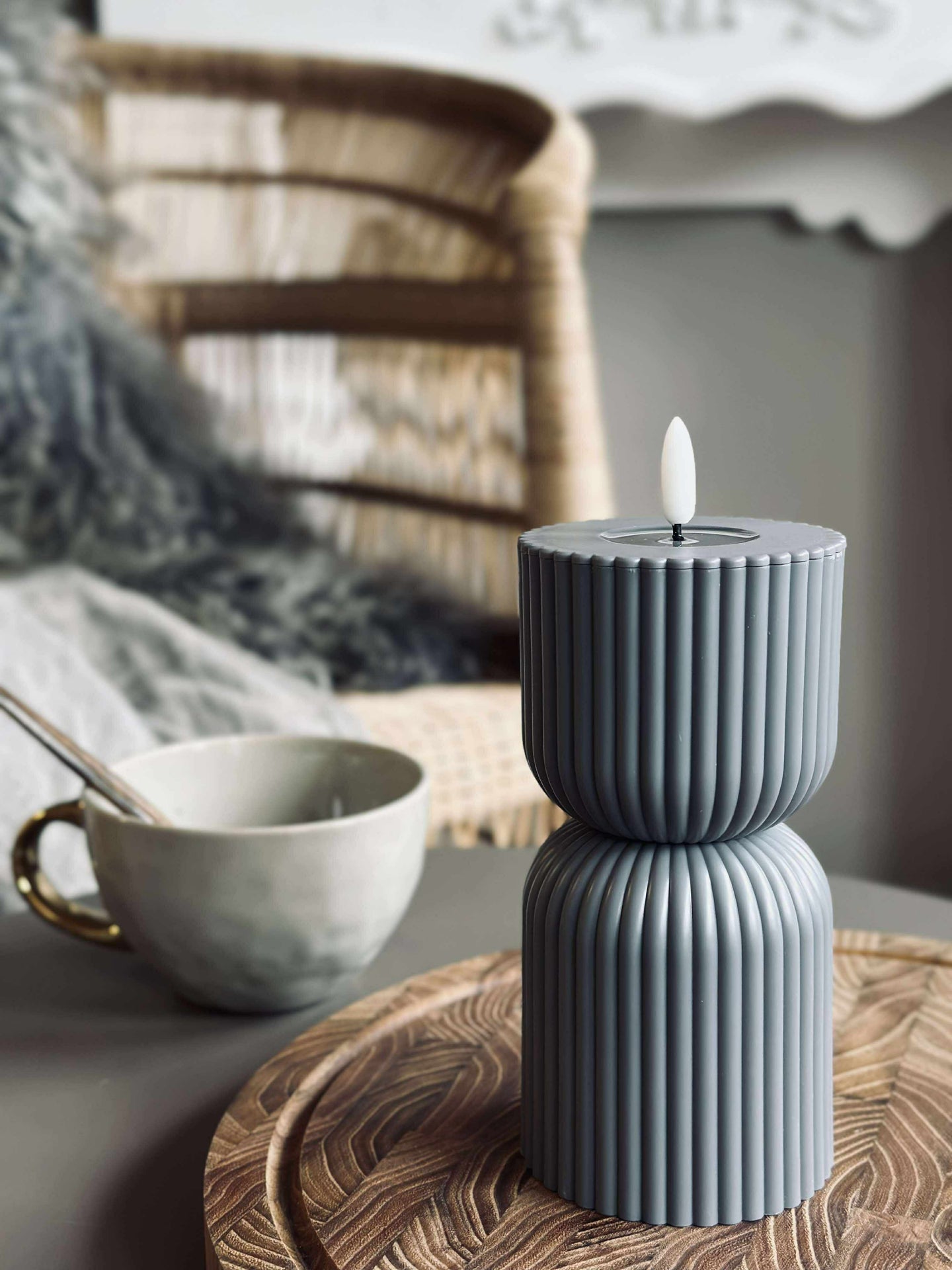 LED Blockljus Grått timglas - Utomhus