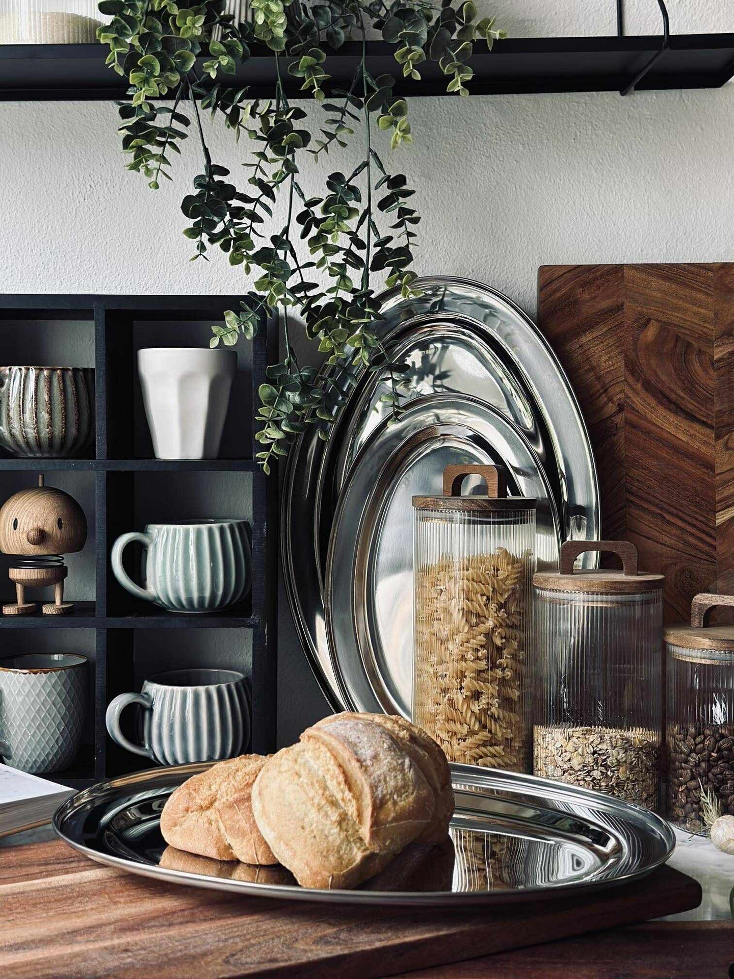 Ovalt fat Rostfritt Stål - Set med 3 st.