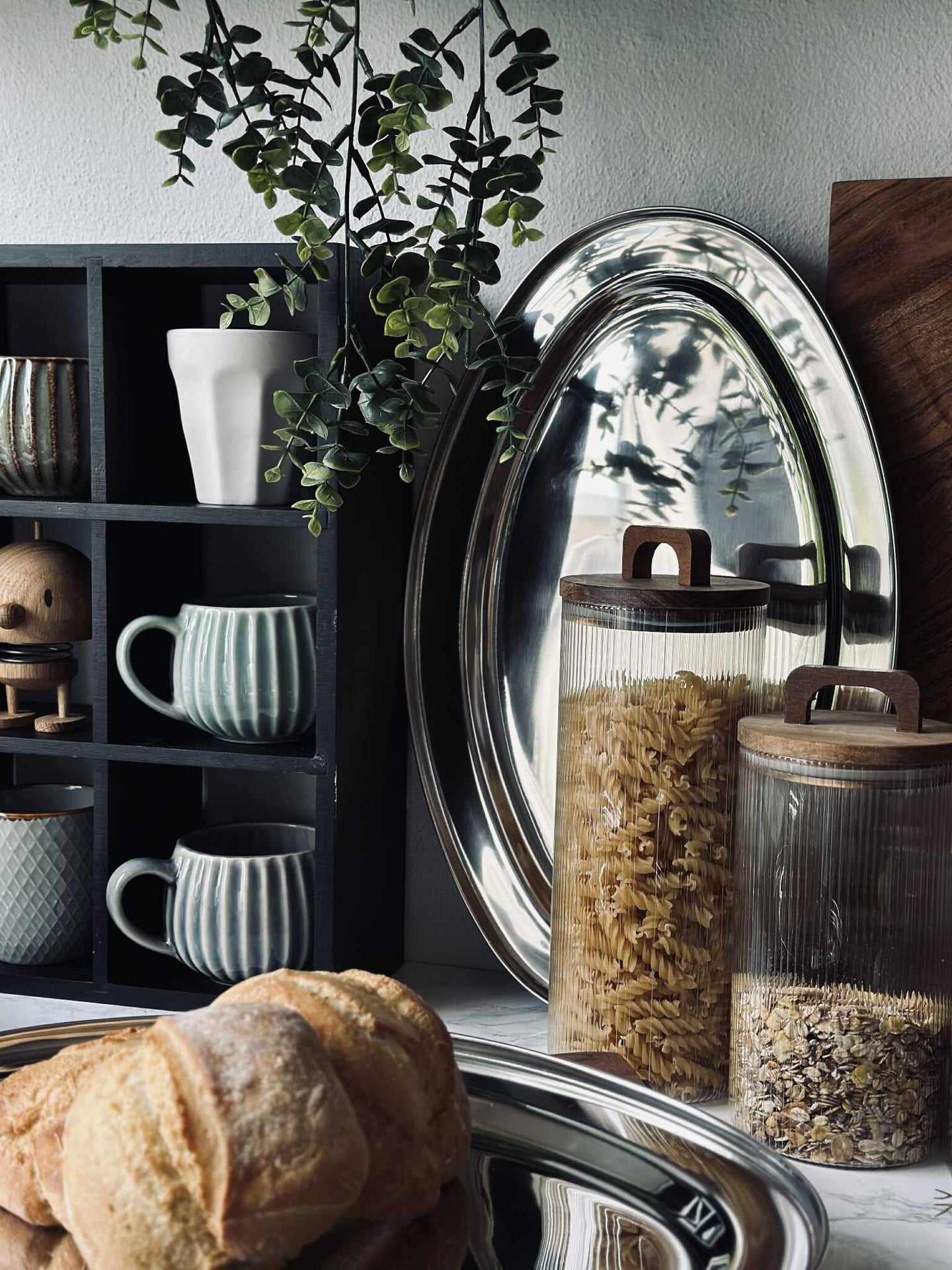 Ovalt fat Rostfritt Stål - Set med 3 st.