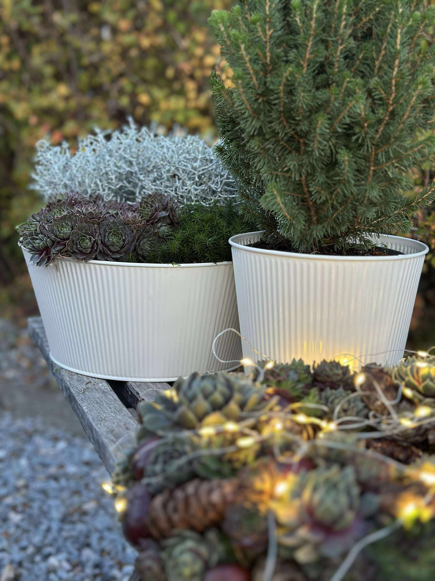 Rund kruka med räfflor